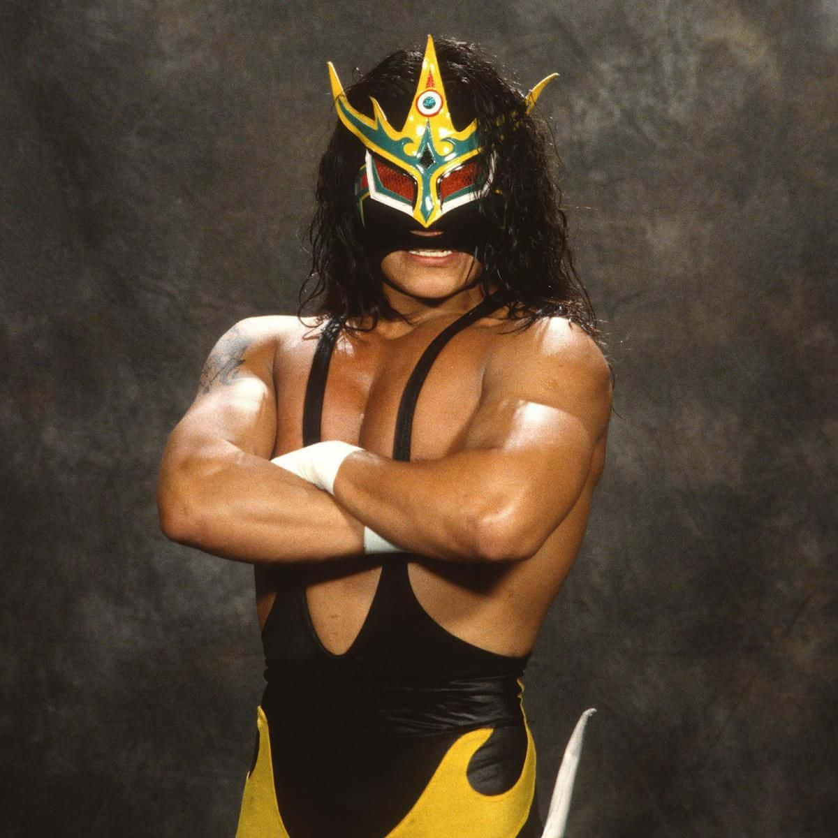 Juventud Guerrera, gold green and red mask, luchador, SD Desktop Wallpaper