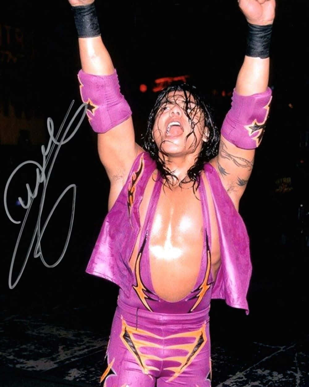 Juventud Guerrera, shiny purple outfit, orange lightning bolts, SD Phone Wallpaper