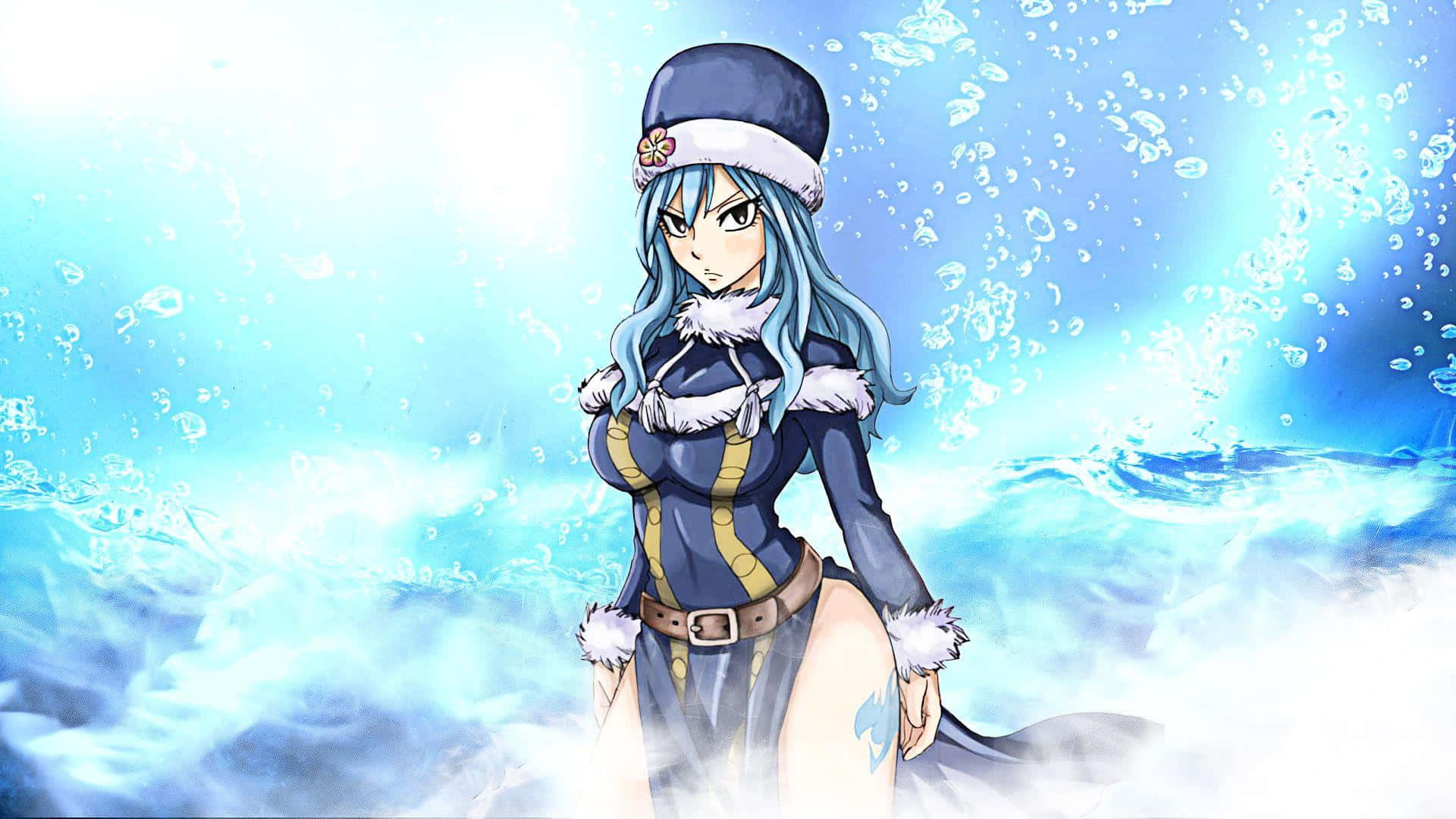 Juvia Lockser, blue-haired, winter outfit, Full HD Desktop Wallpaper