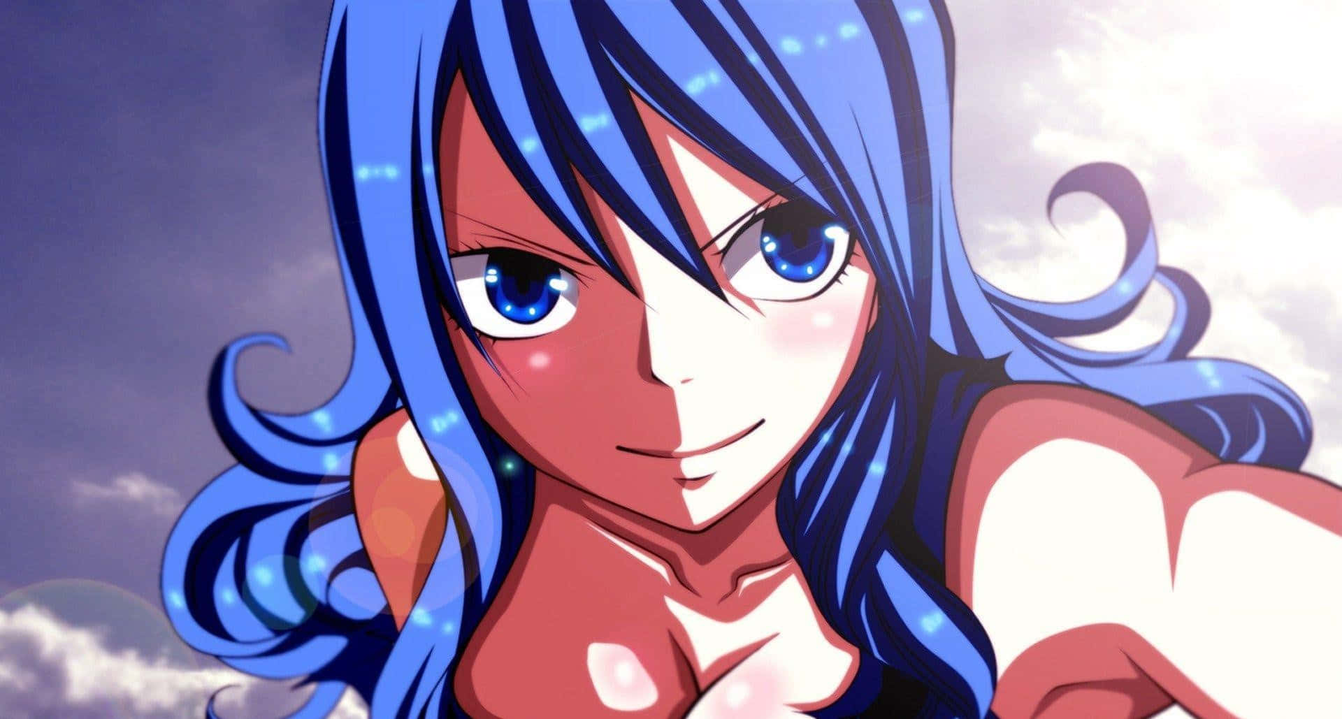 Juvia Lockser, blue hair, bright blue eyes, Full HD Desktop Wallpaper