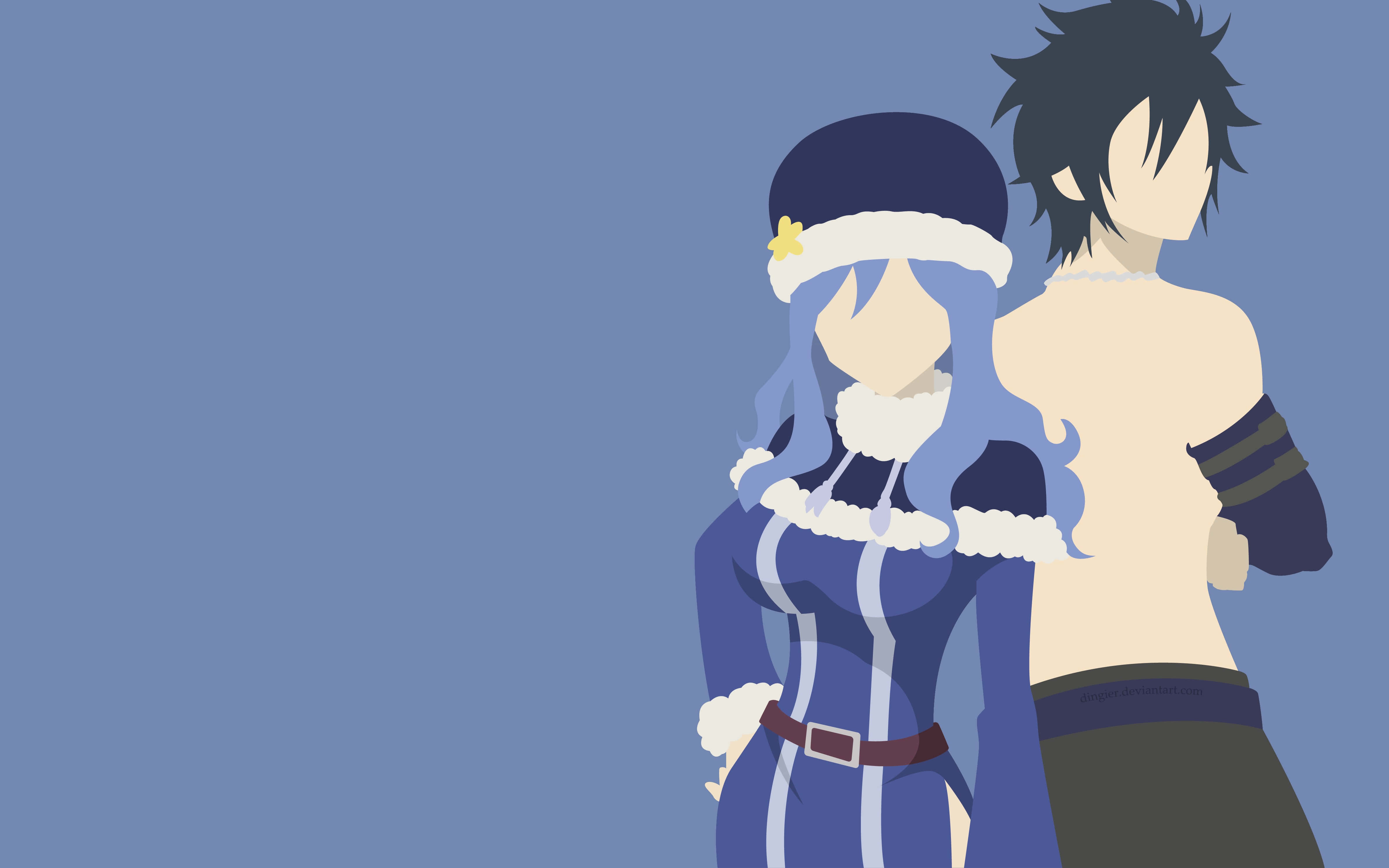 Juvia Lockser, blue hair, white fur trim, 4K Desktop Wallpaper