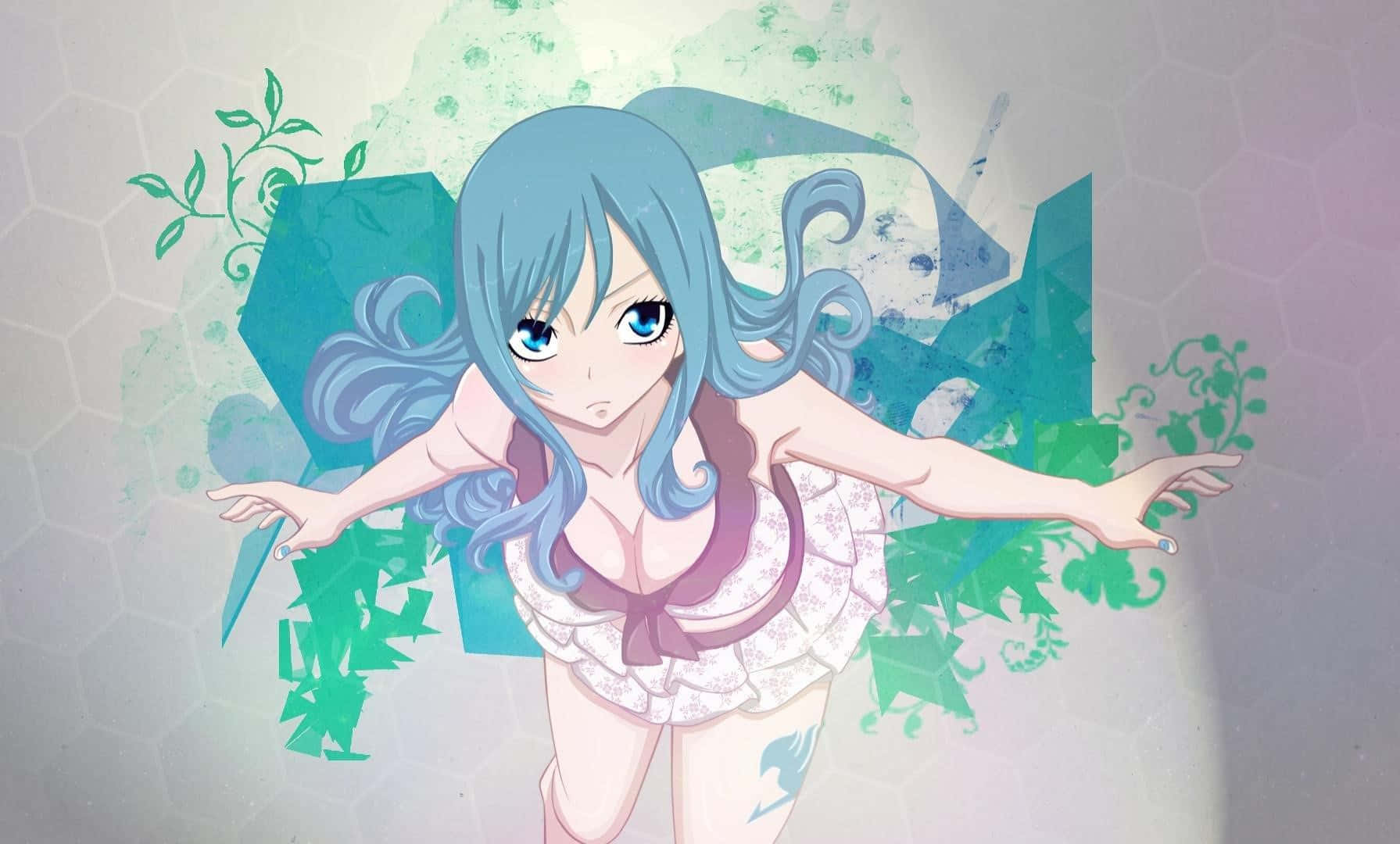 Juvia Lockser, blue-haired, frilly dress, HD Desktop Wallpaper