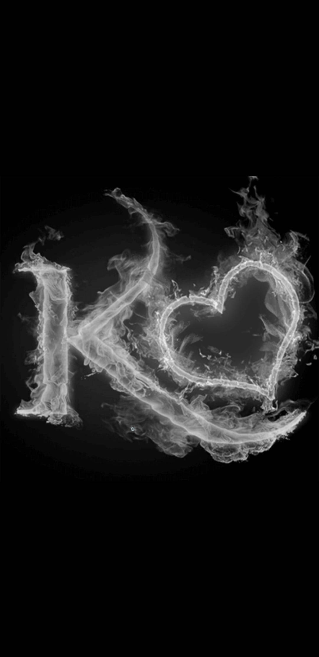 K Alphabet, glowing white heart, swirling smoke, Full HD Phone Wallpaper
