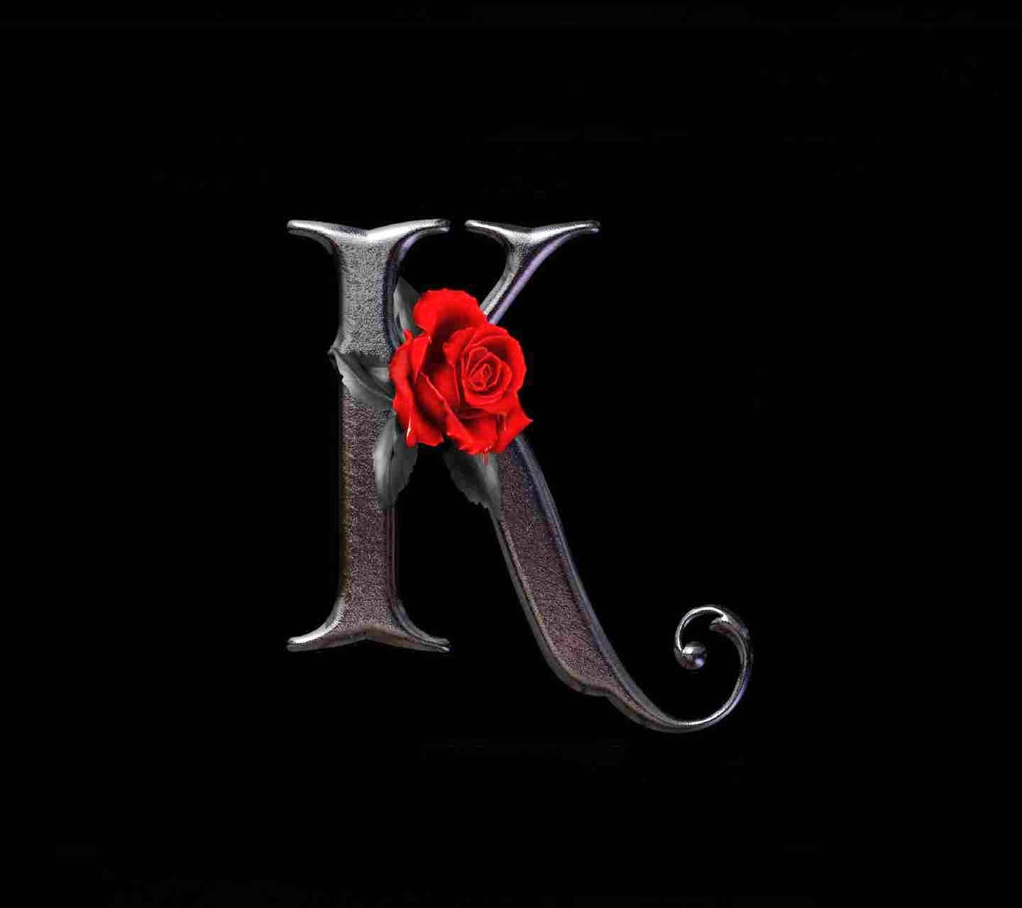 K Alphabet, rose, vibrant red, HD Desktop Wallpaper