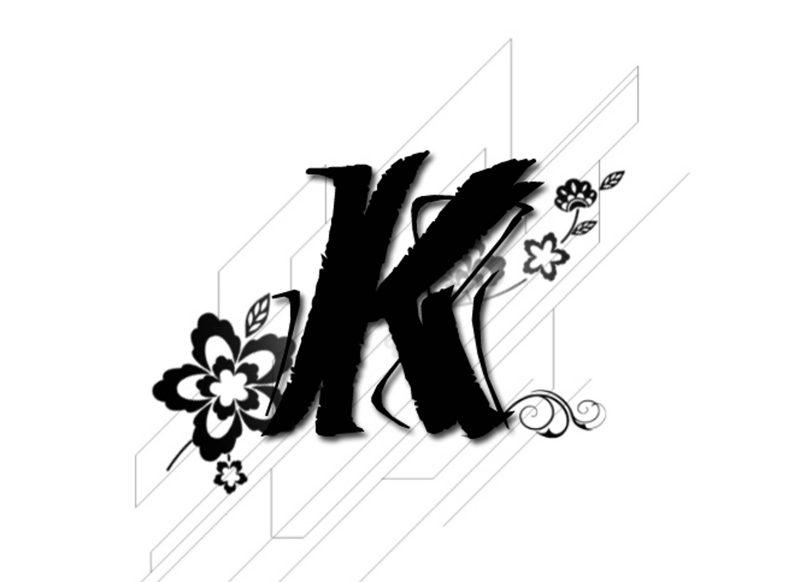 Black Aesthetic, Letter K, floral motifs, 2K Desktop Wallpaper