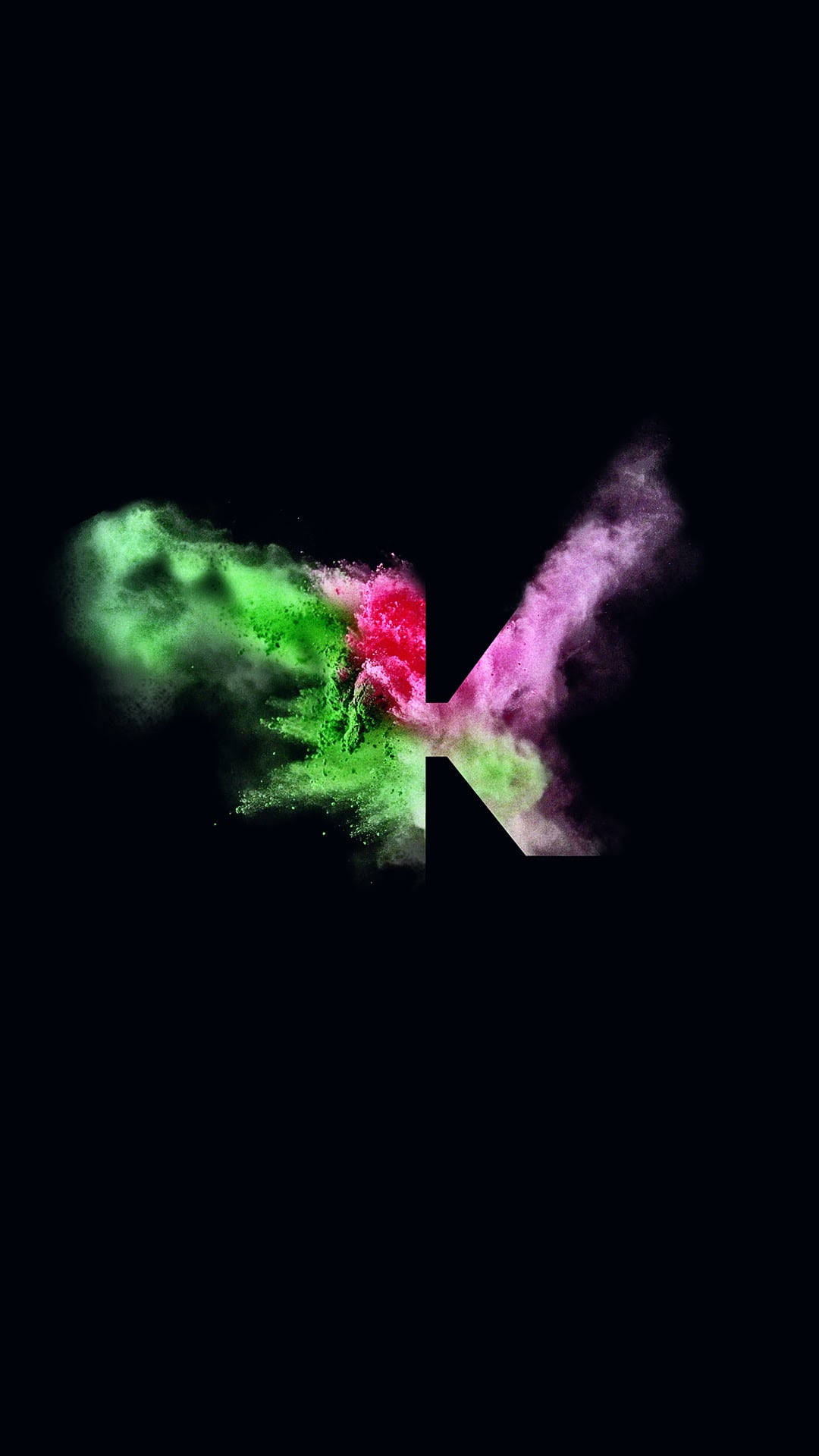 K Alphabet, vibrant green, pink, Full HD Phone Wallpaper