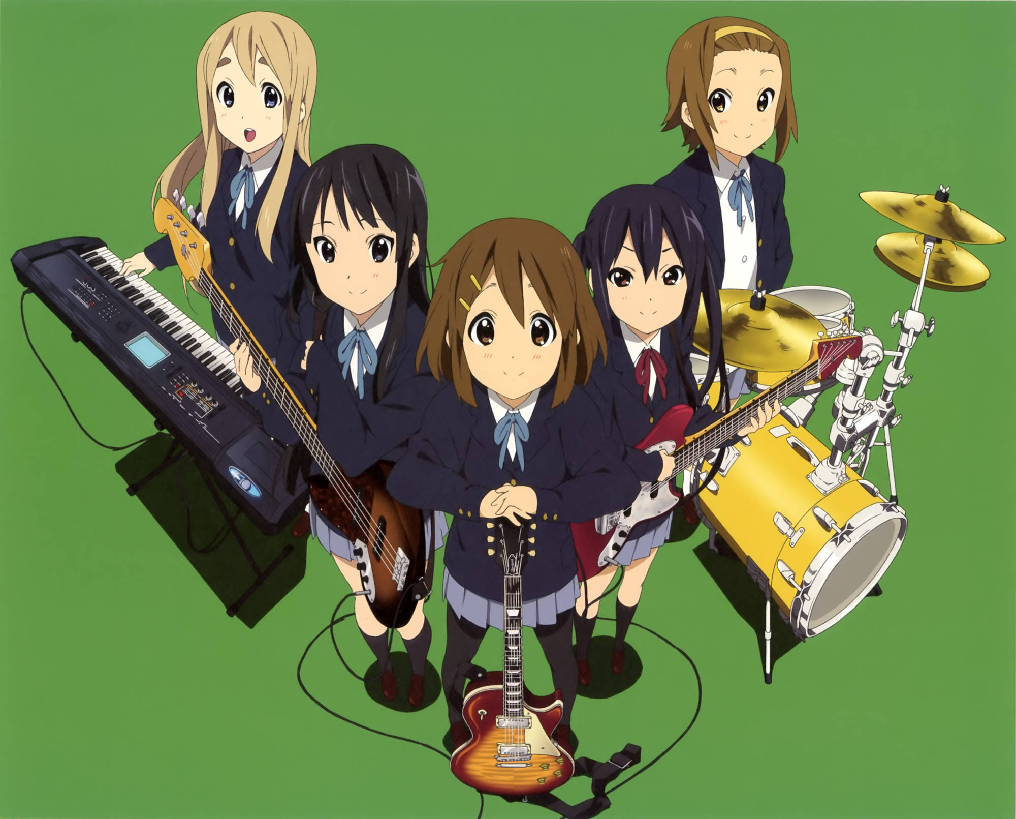K-on, girl band, green, Full HD Desktop Wallpaper