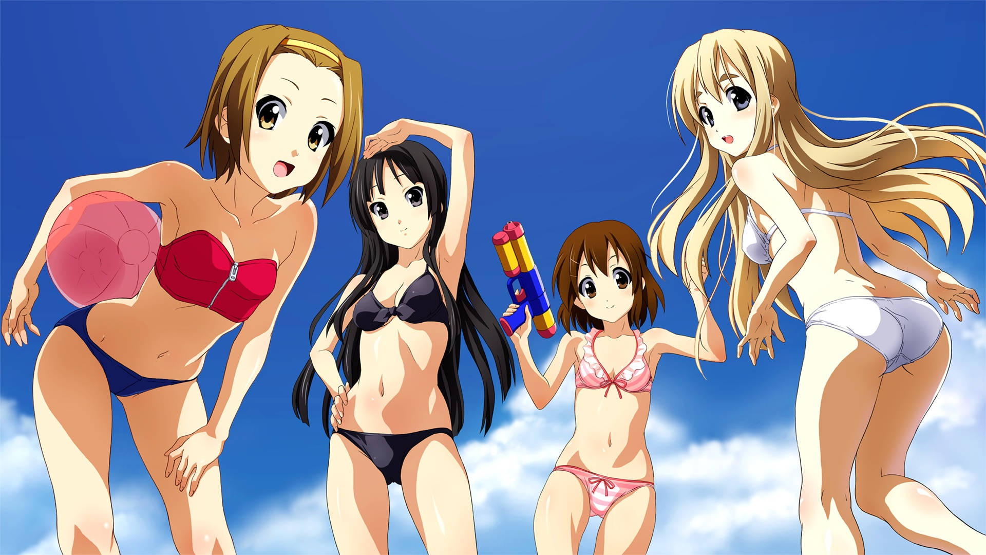 K-on, bikini suit, anime girls, Full HD Desktop Wallpaper
