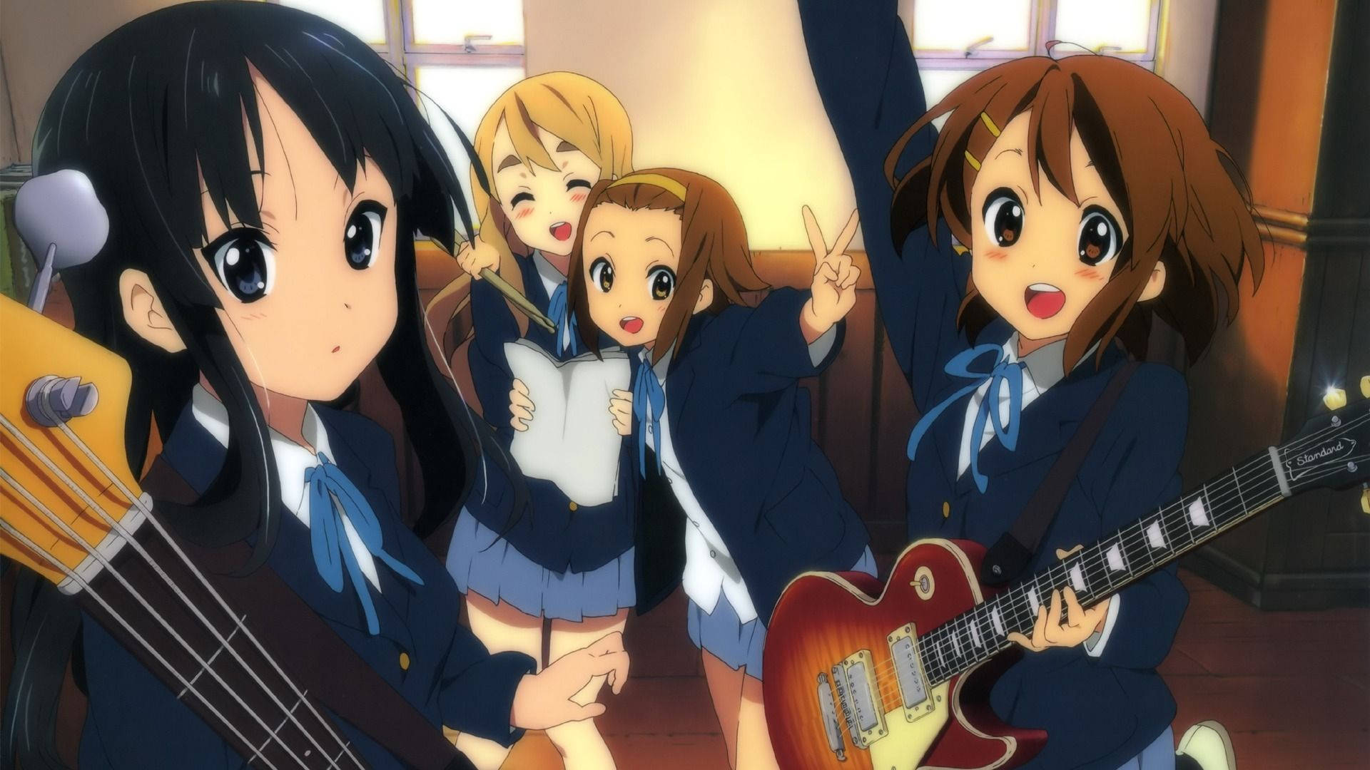 K-on, band rehearsal, four anime girls, Full HD Desktop Wallpaper