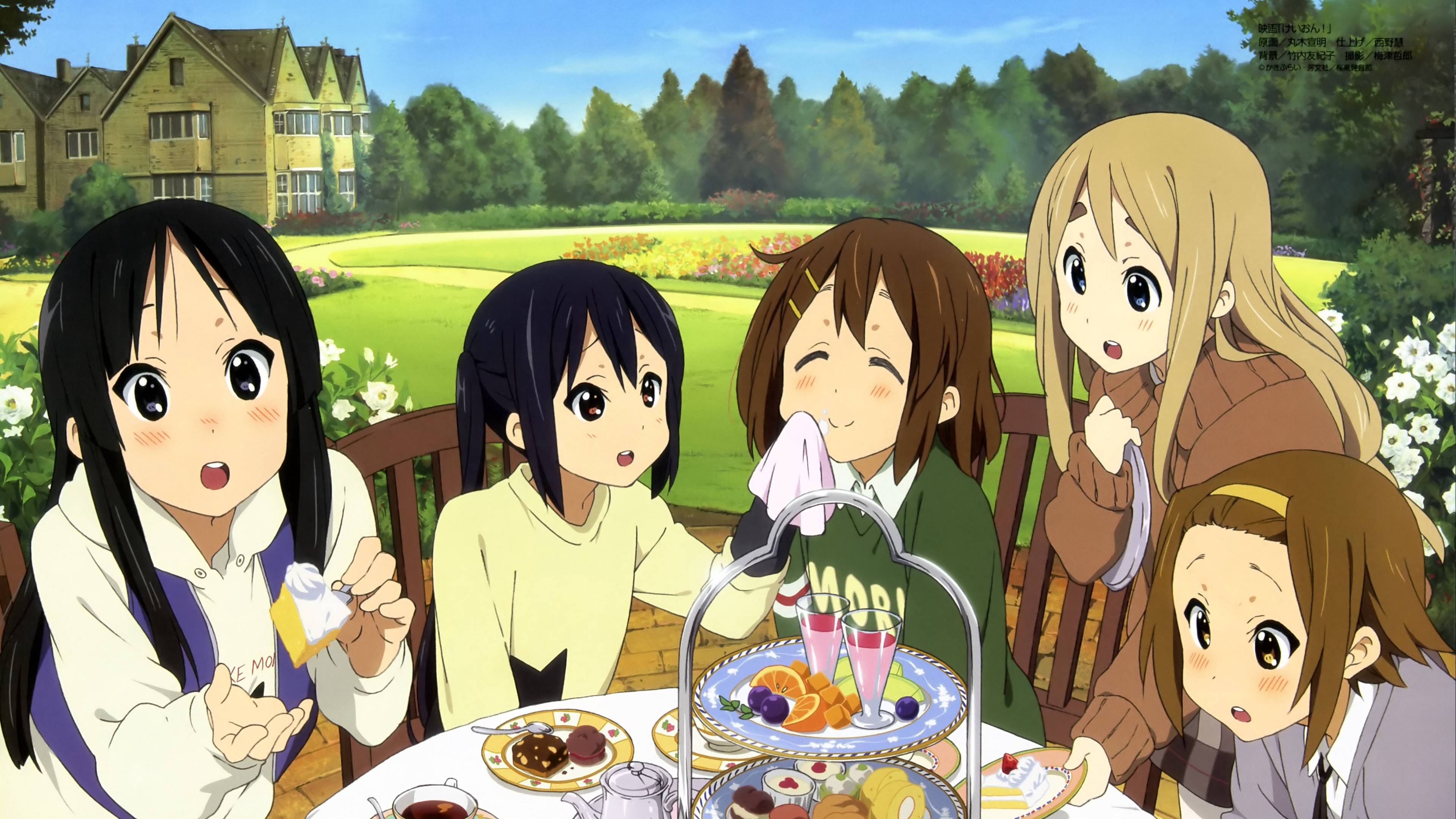 K-on, snack in field, anime girls, 4K Desktop Wallpaper