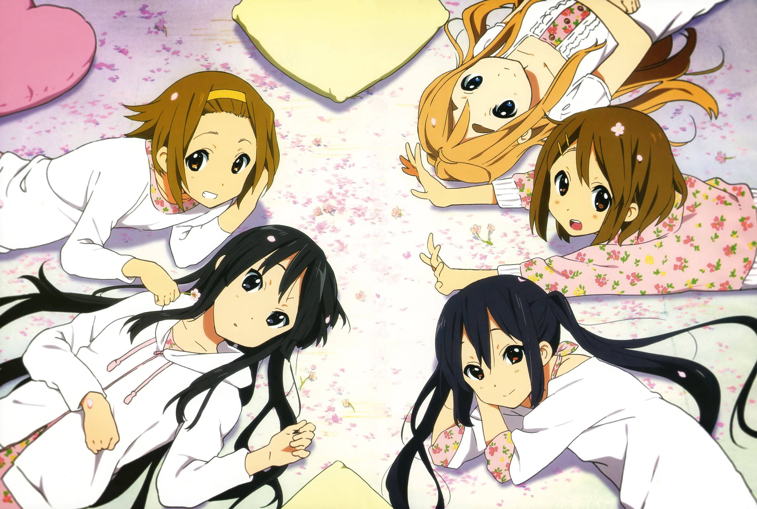 K-on, sleepover, pajamas, 2K Desktop Wallpaper