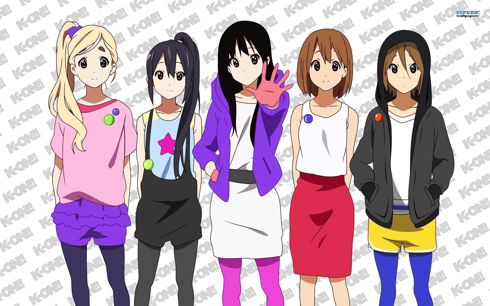 K-on, anime girls, colorful casual outfits, Full HD Desktop Wallpaper