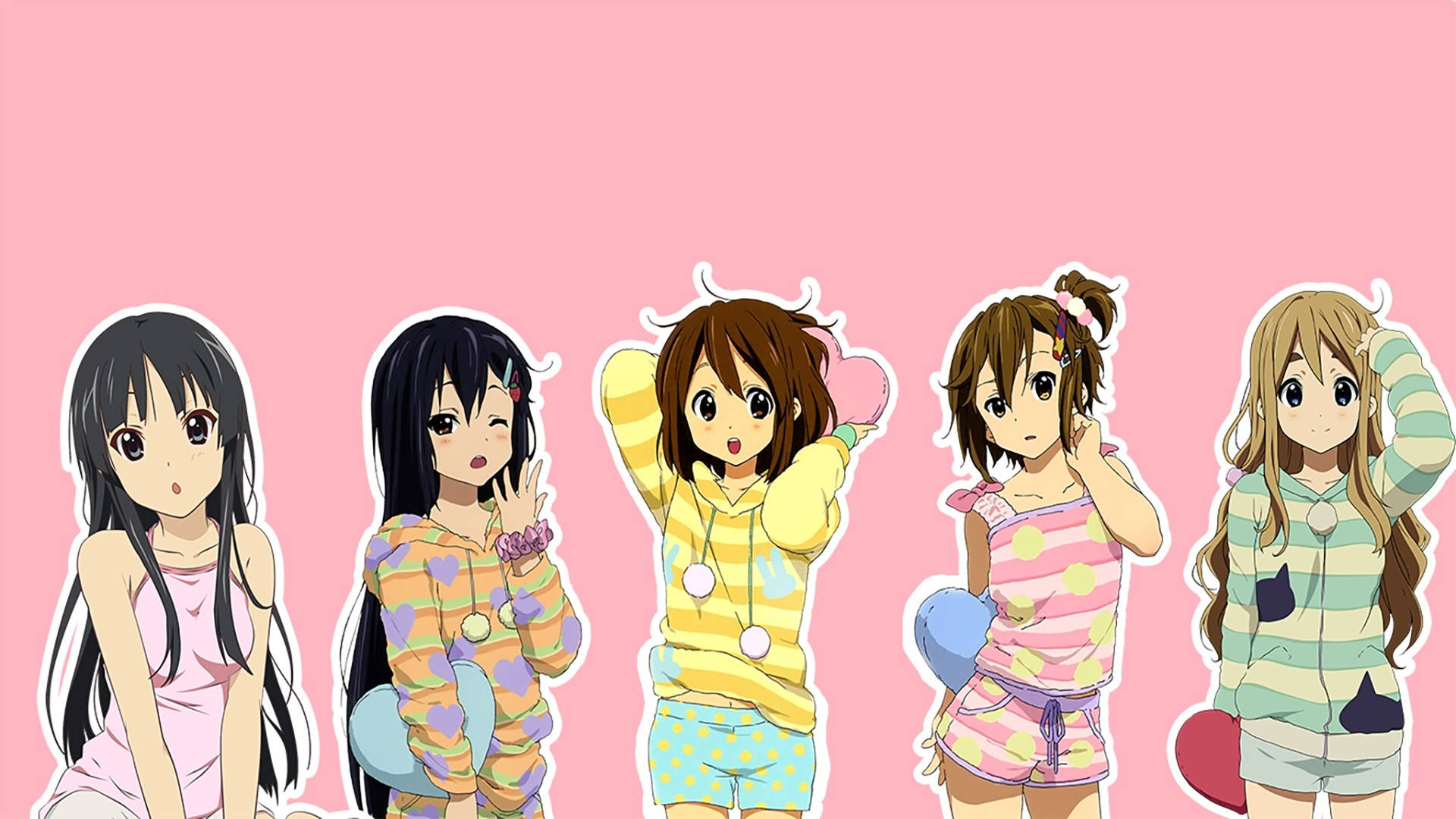 K-on, pajamas, pink, Full HD Desktop Wallpaper