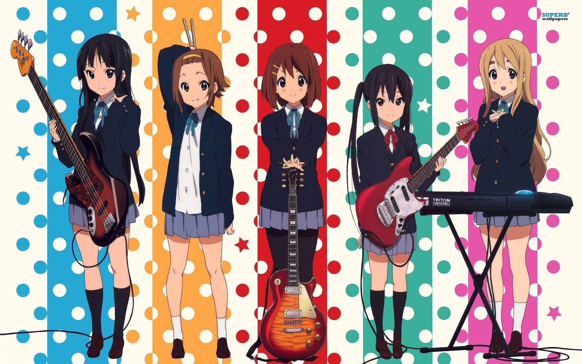 K-on, guitars, keyboard, Full HD Desktop Wallpaper