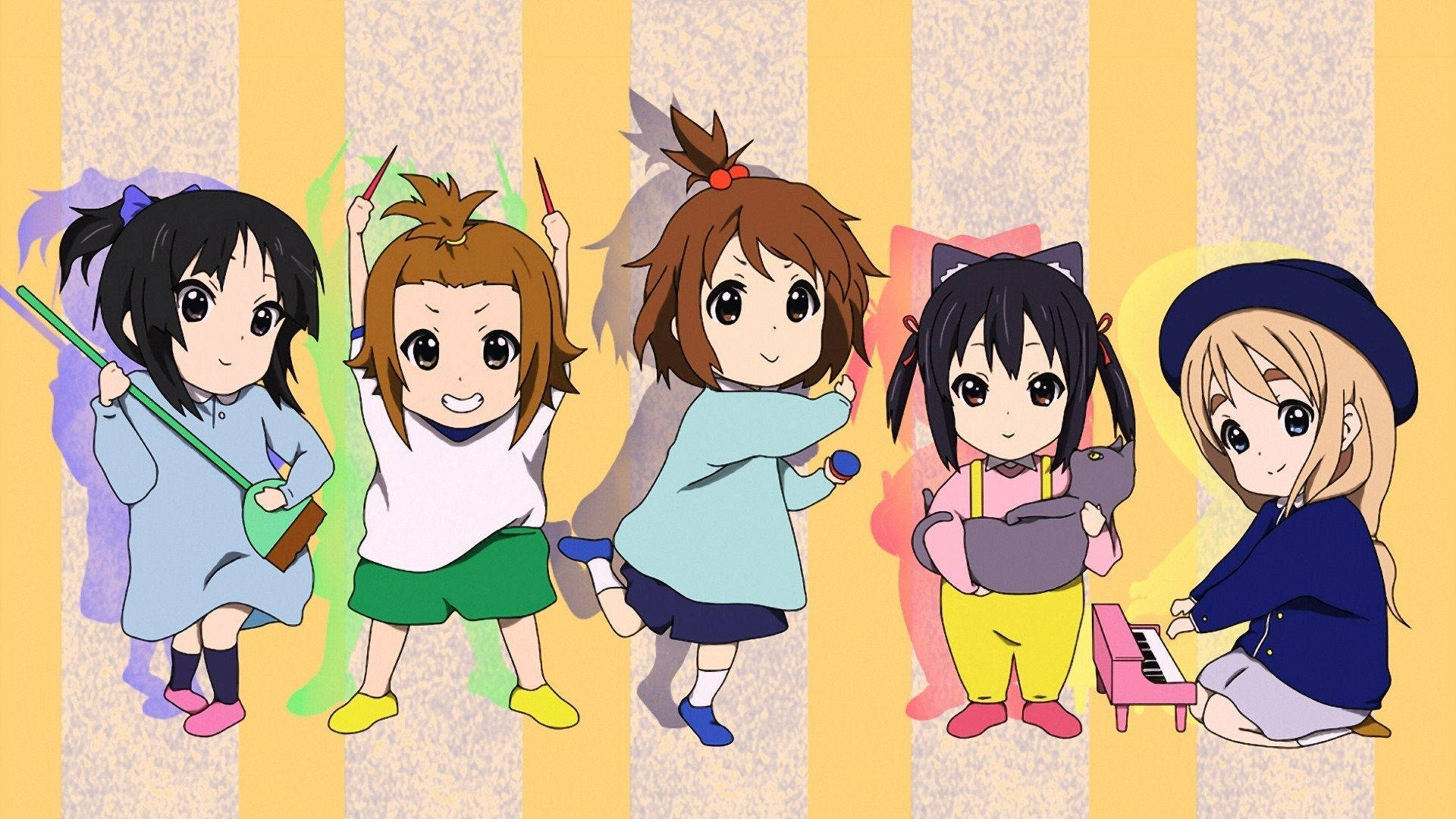 K-on, mini children character, anime girls, Full HD Desktop Wallpaper