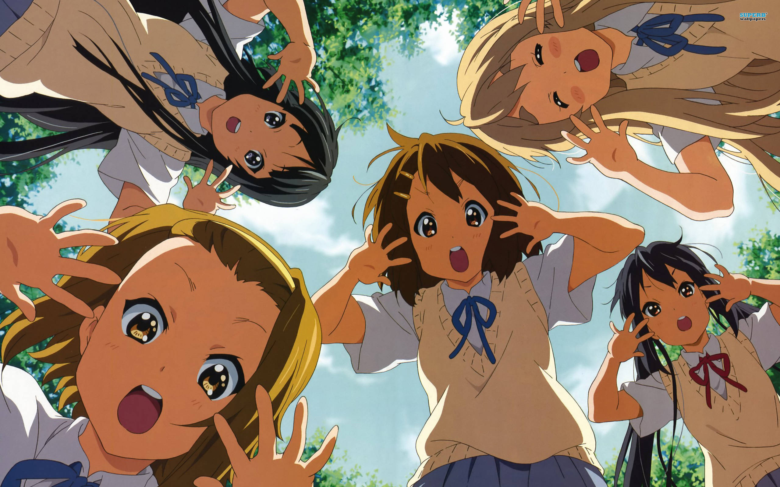 K-on, student uniform, bright blue sky, 2K Desktop Wallpaper