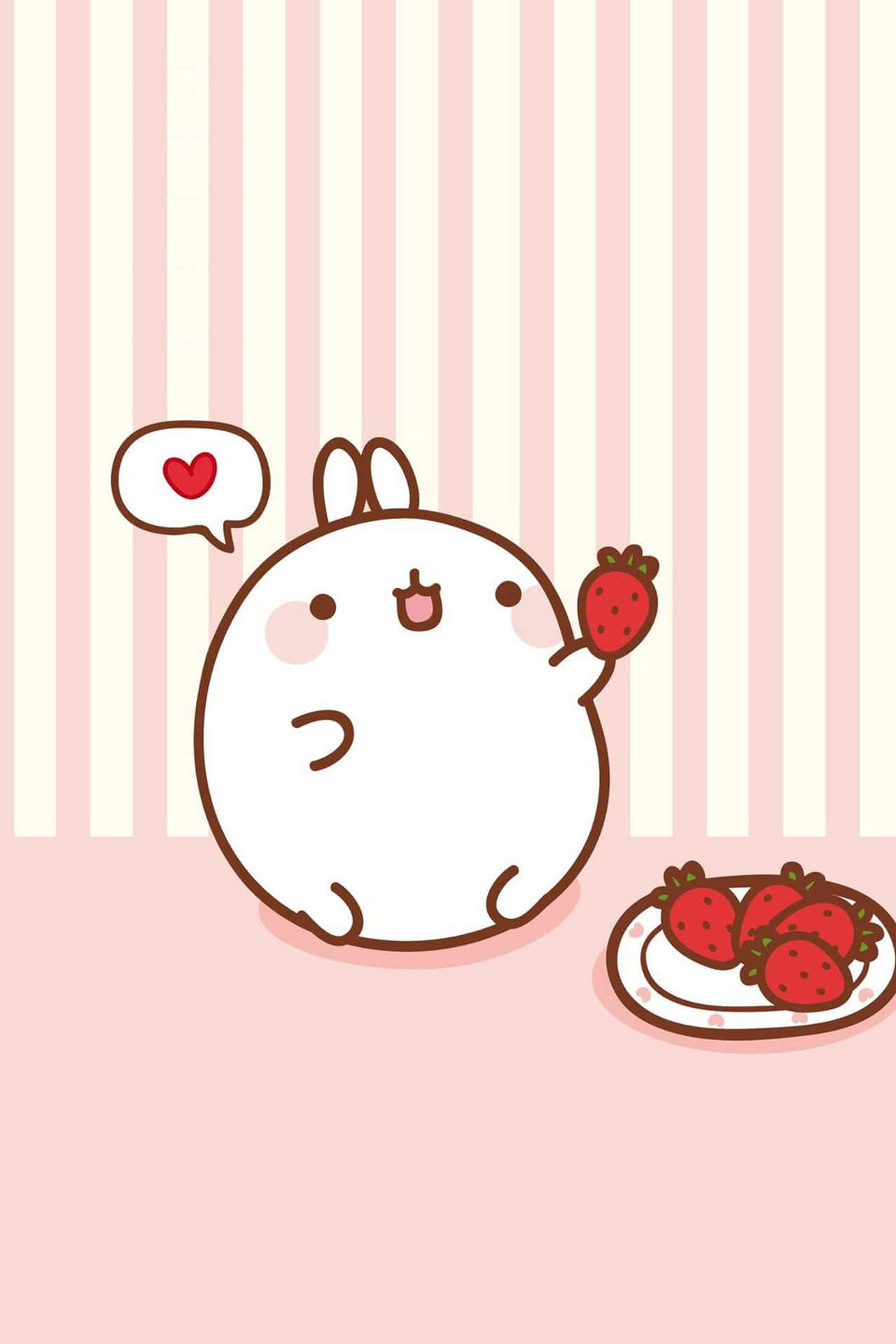 Kpop Kawaii Idols Group Photo, white cartoon rabbit, heart speech bubble, Full HD Phone Wallpaper