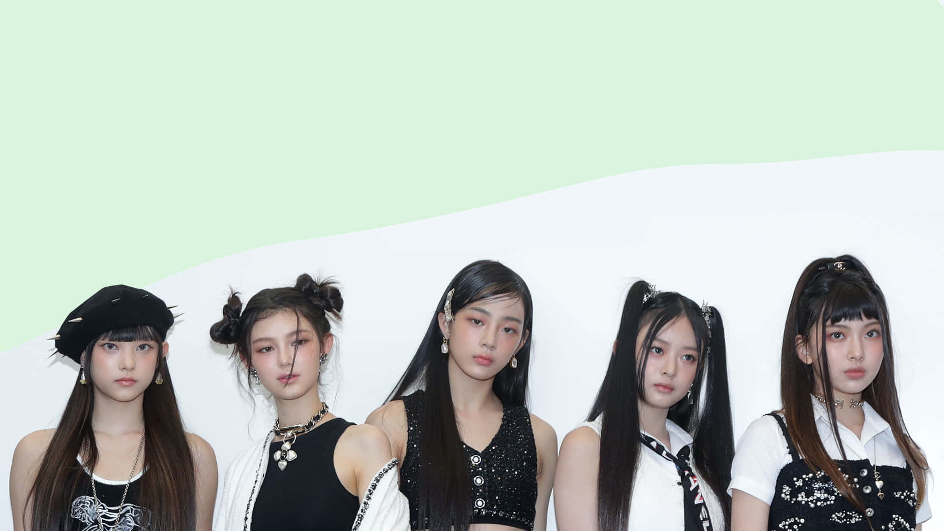 Cute Kpop, light green, white, Full HD Desktop Wallpaper