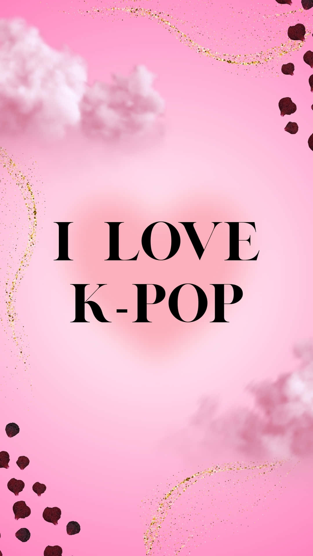 K-pop Love, black text, soft pink sky, Full HD Phone Wallpaper