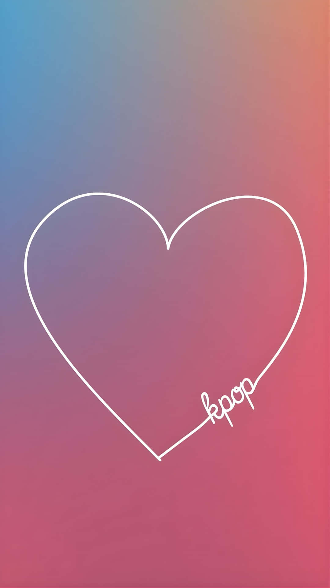 K-pop Love, white outlined heart, soft gradient background, Full HD Phone Wallpaper