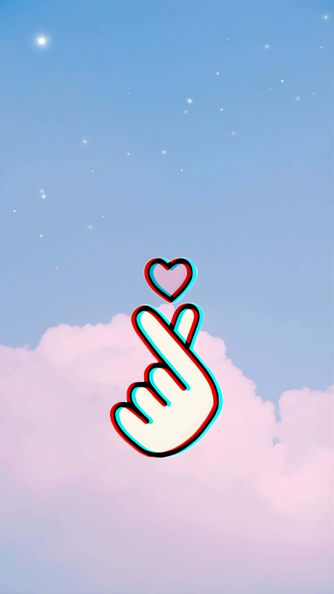 K-pop Love, finger heart symbol, pastel sky, Full HD Phone Wallpaper