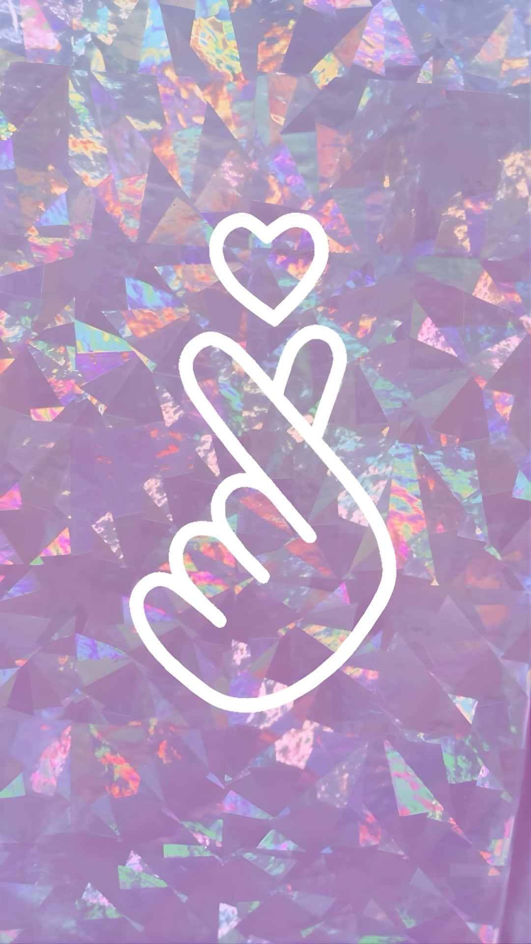 K-pop Love, finger heart symbol, white outlined hand, Full HD Phone Wallpaper
