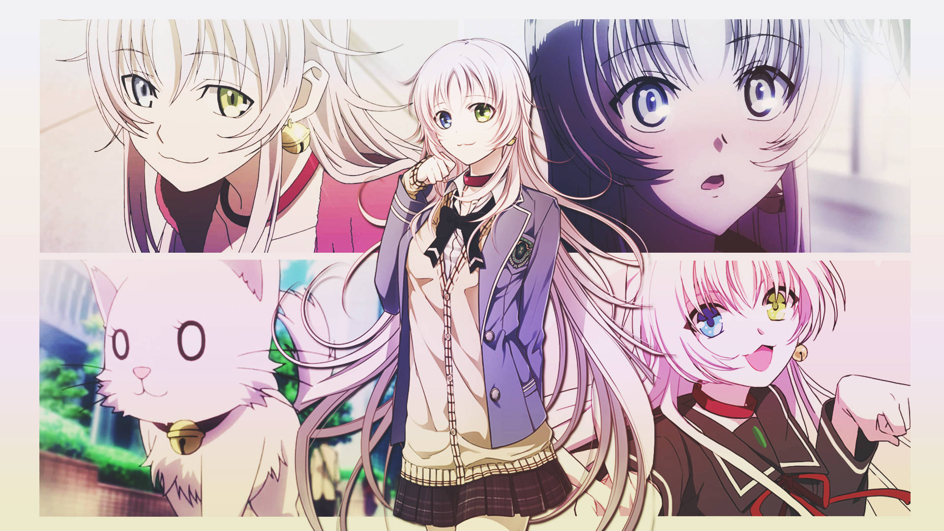 K, neko, anime collage, Full HD Desktop Wallpaper
