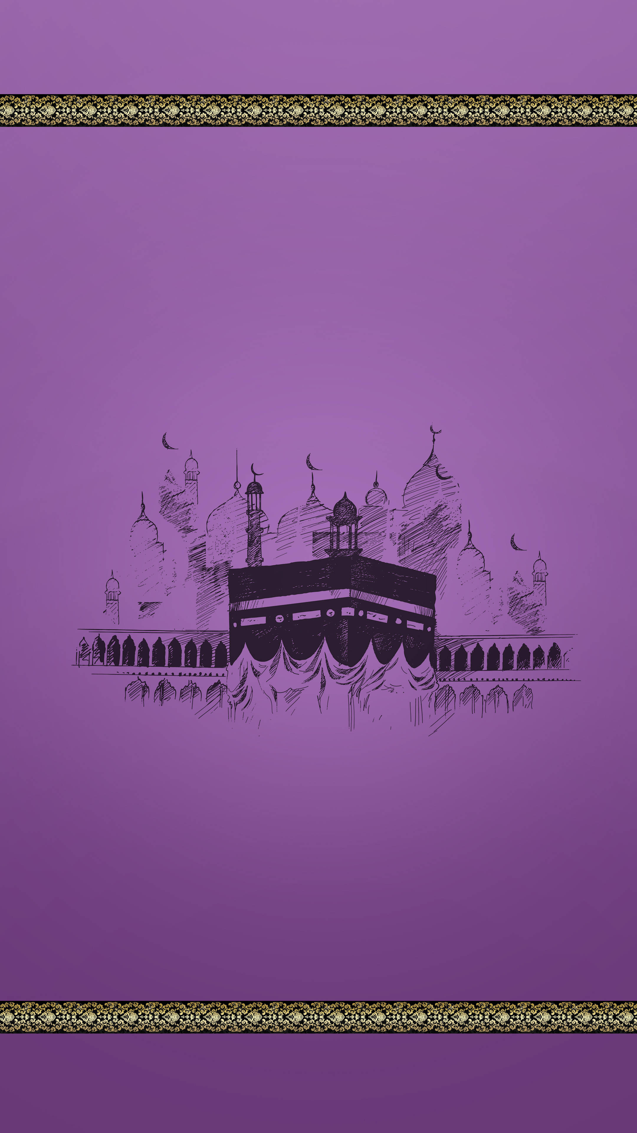 Kaaba, purple, silhouette, 4K Phone Wallpaper