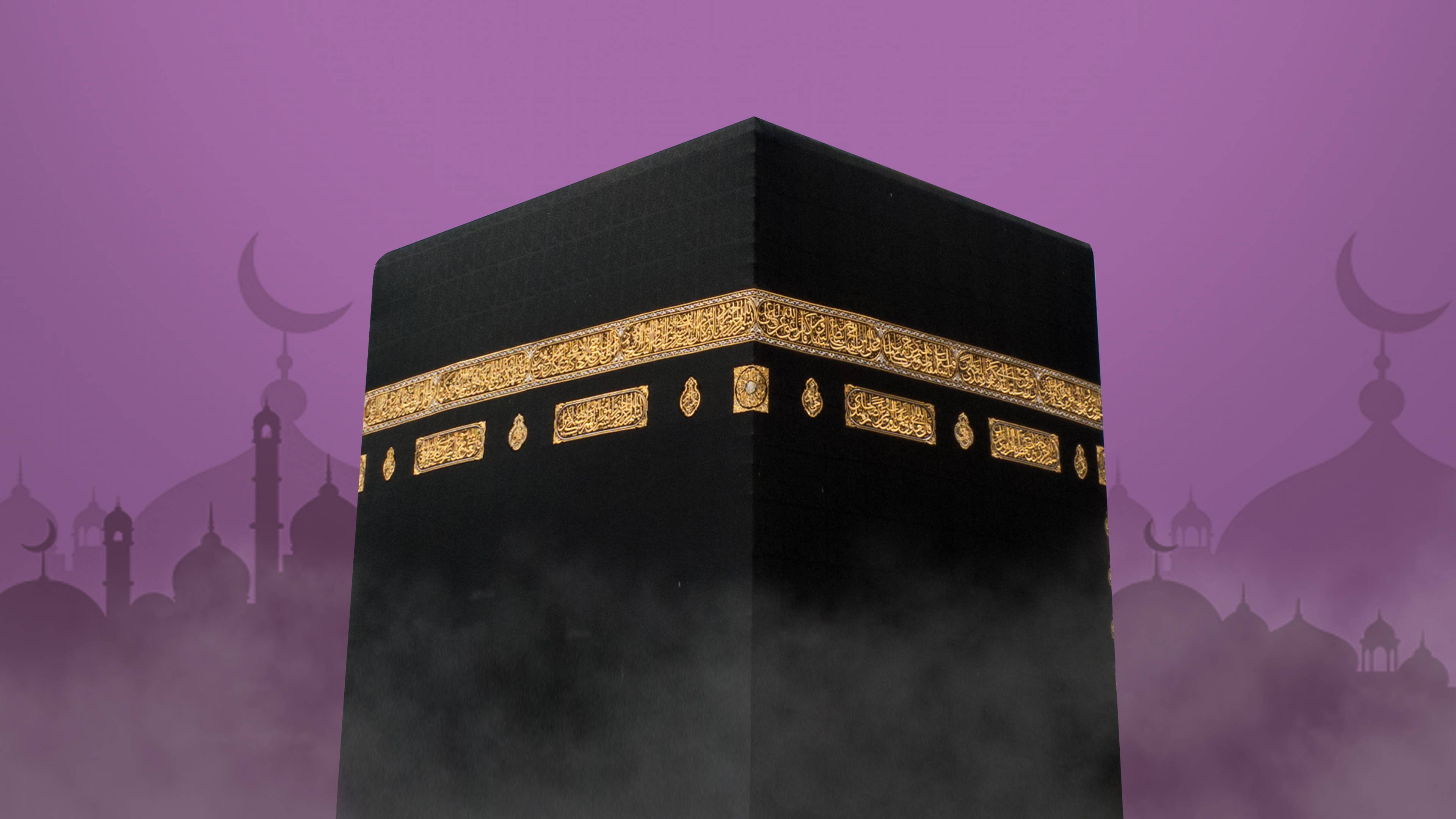 Kaaba, black cloth, gold trim, 4K Desktop Wallpaper