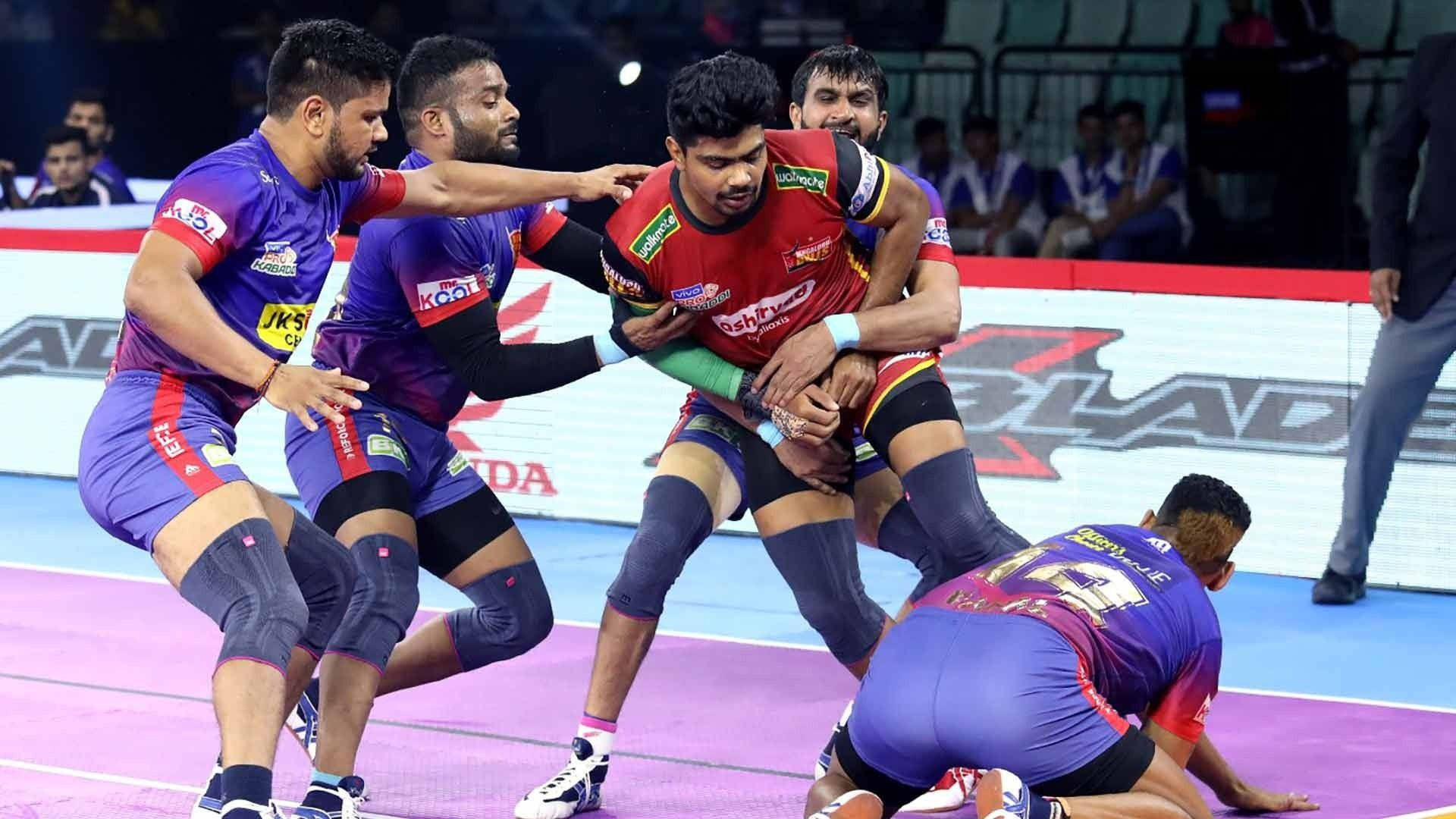 kabaddi, purple and red jerseys, vibrant purple court, Full HD Desktop Wallpaper