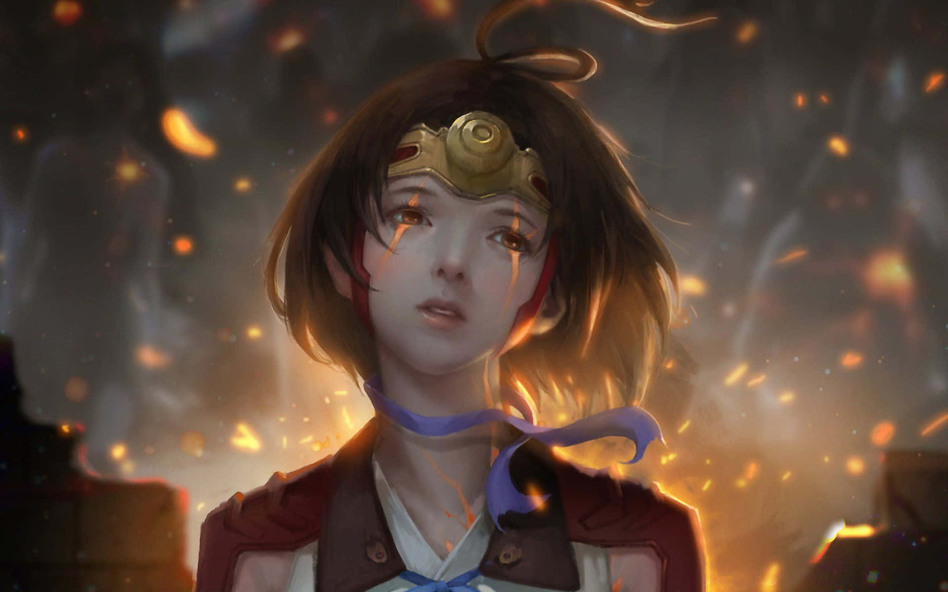 Kabaneri Of The Iron Fortress, young girl with brown hair, golden headband, Full HD Desktop Wallpaper