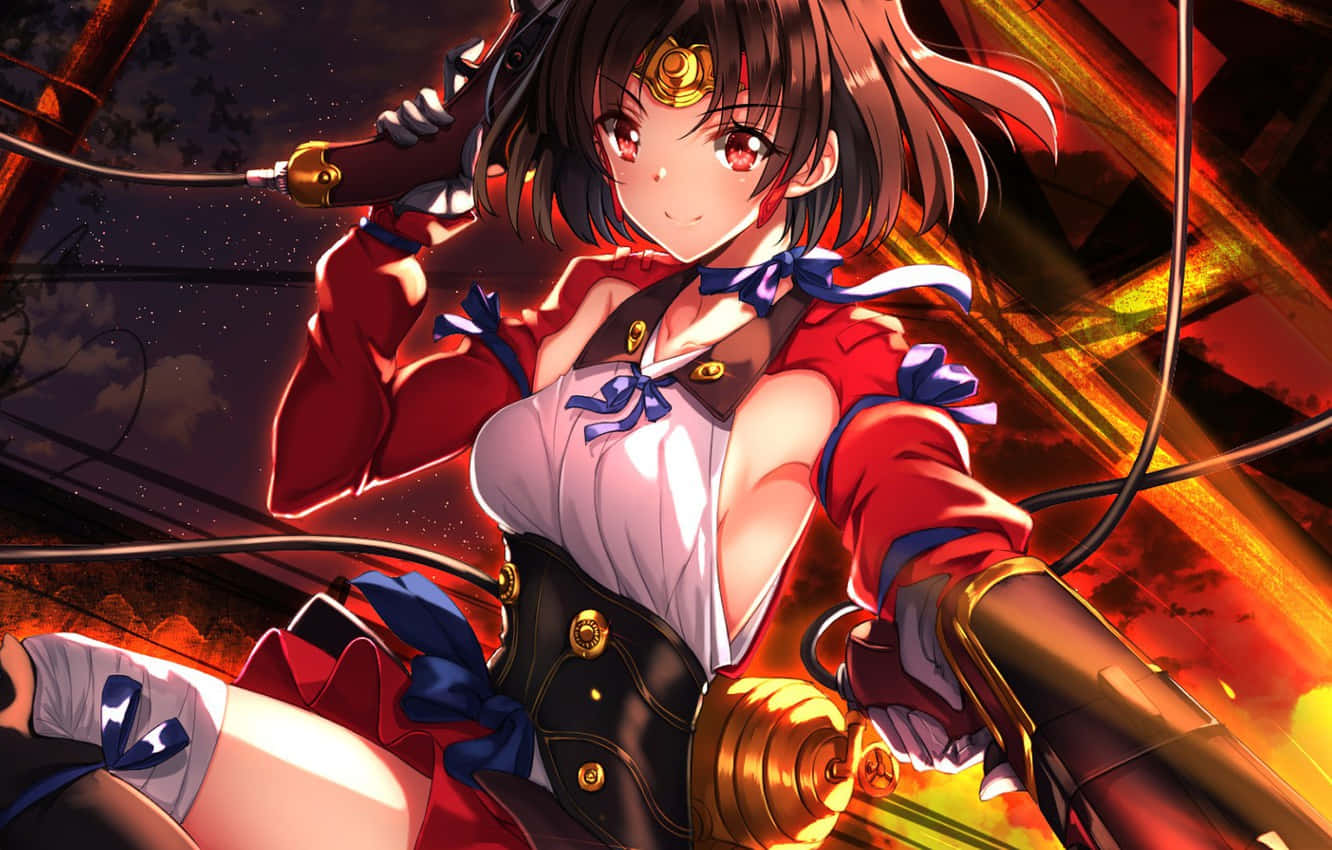 Kabaneri Of The Iron Fortress, red and blue outfit, glowing weapon, HD Desktop Wallpaper