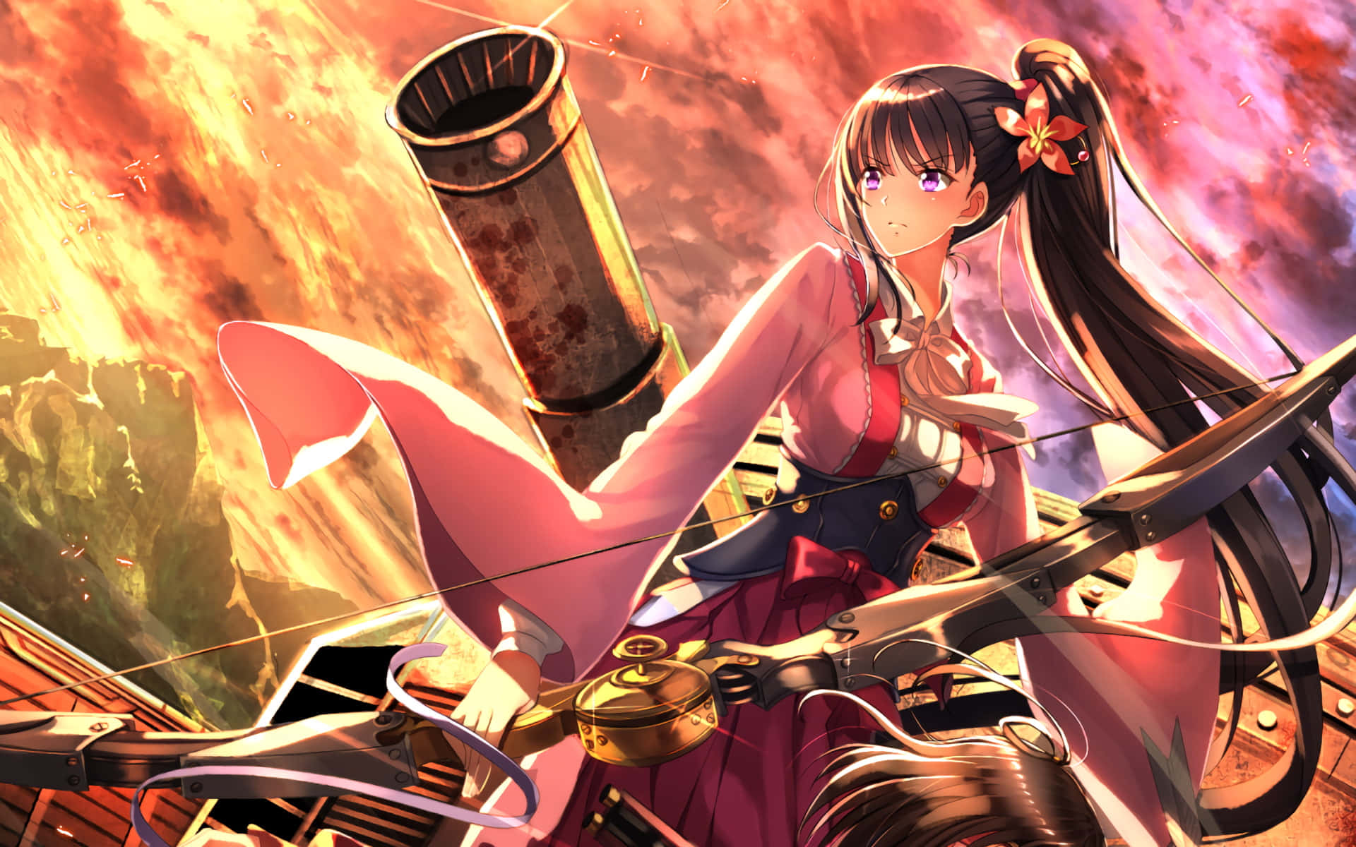 Kabaneri Of The Iron Fortress, long dark hair, purple eyes, Full HD Desktop Wallpaper