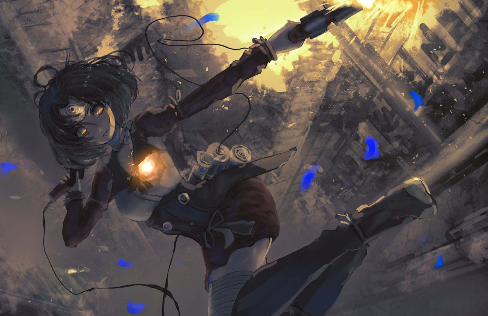 Kabaneri Of The Iron Fortress, mechanical arm, glowing eyes, Full HD Desktop Wallpaper