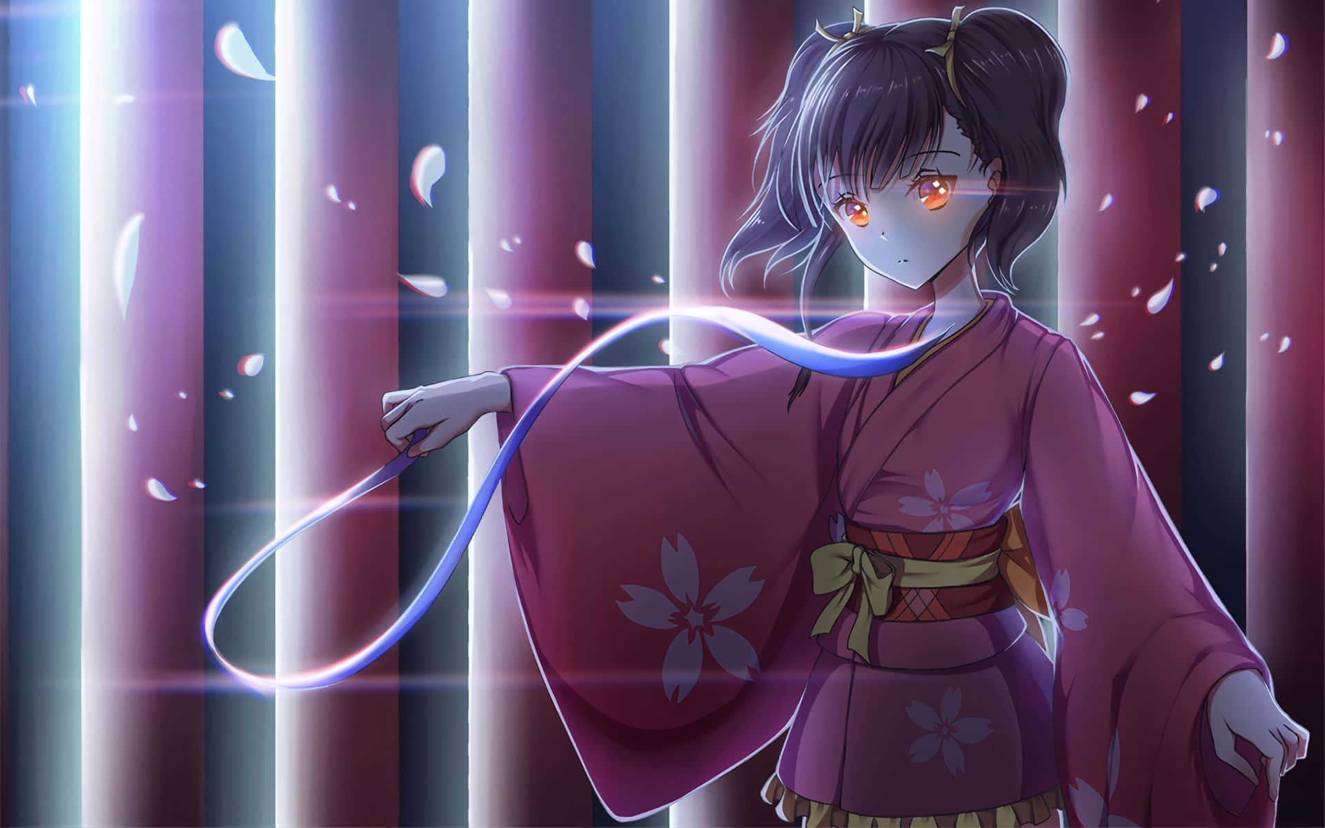 Kabaneri Of The Iron Fortress, purple kimono, glowing orange eyes, Full HD Desktop Wallpaper