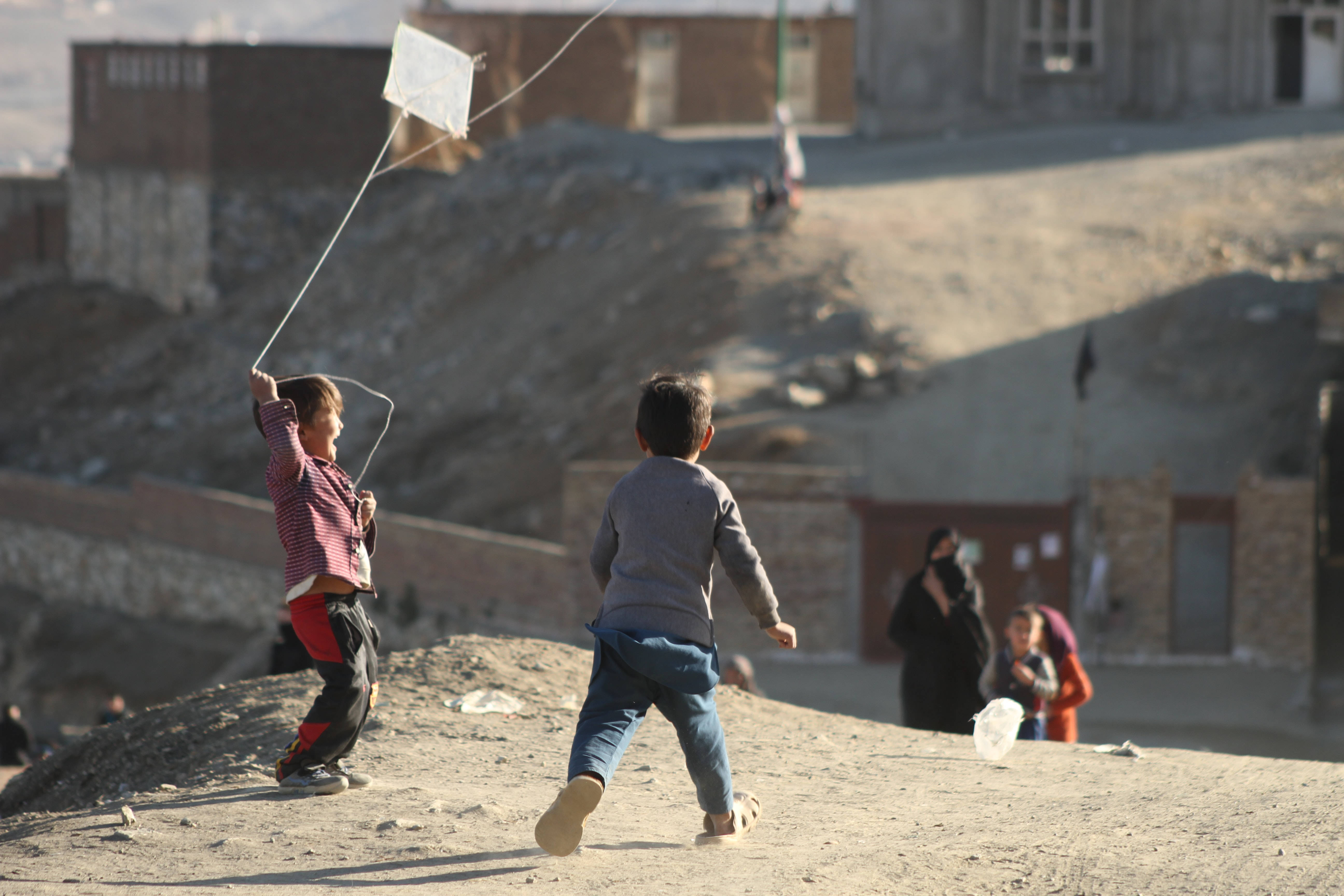 Kabul, dusty hillside, white kite, 5K Desktop Wallpaper