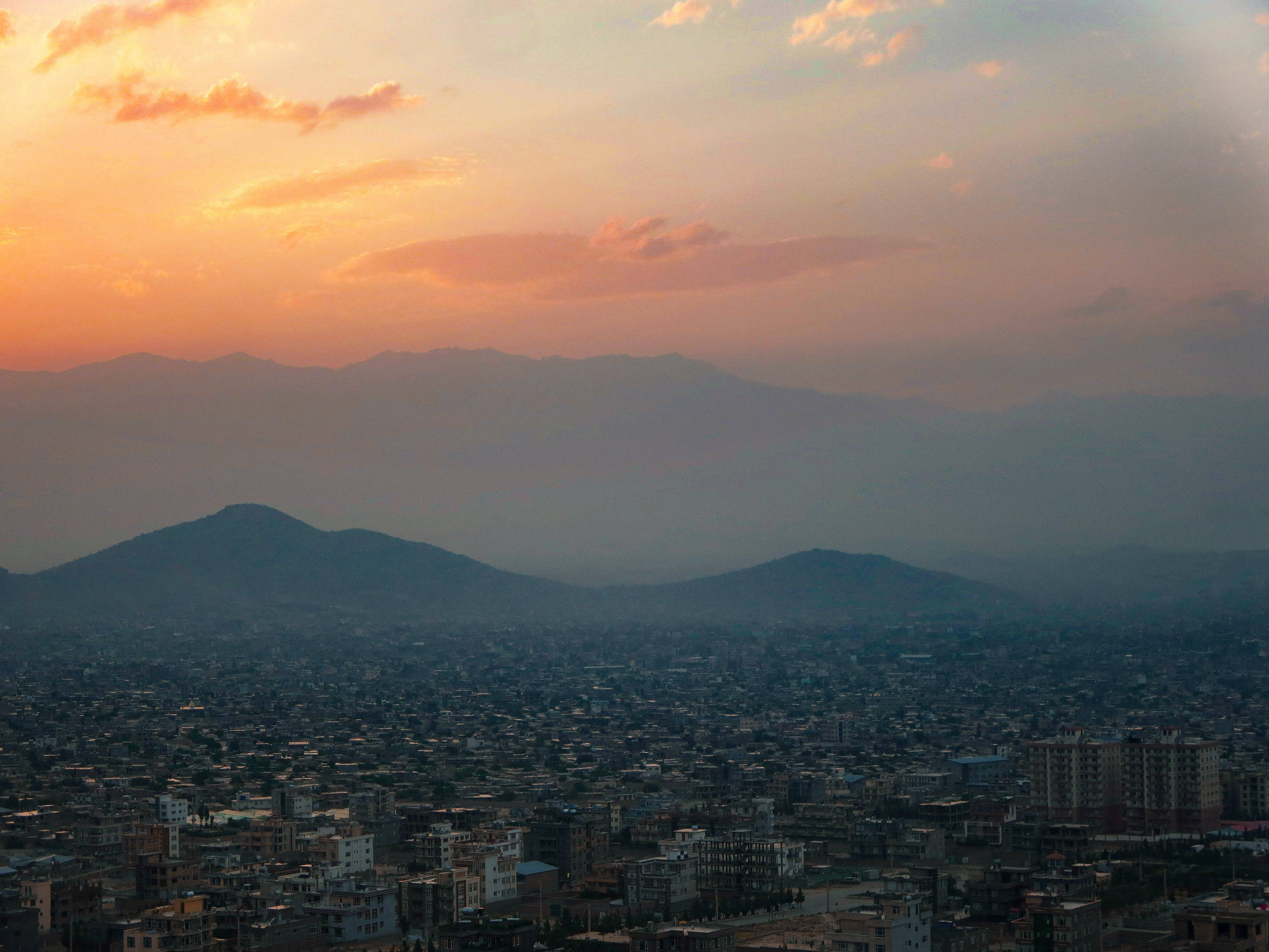 Kabul, sunset, orange clouds, 4K Desktop Wallpaper