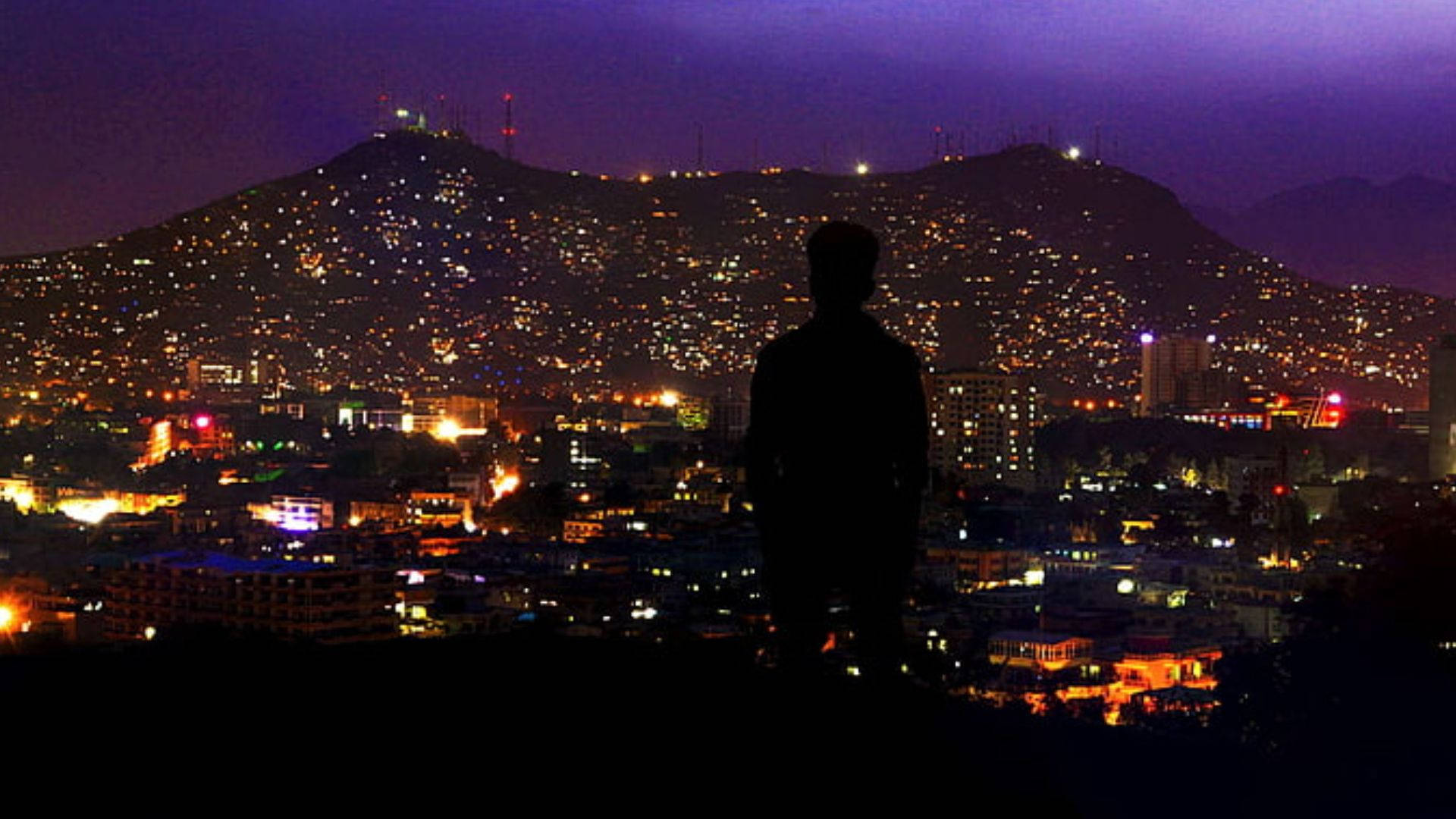 Kabul, cityscape, warm lights, Full HD Desktop Wallpaper