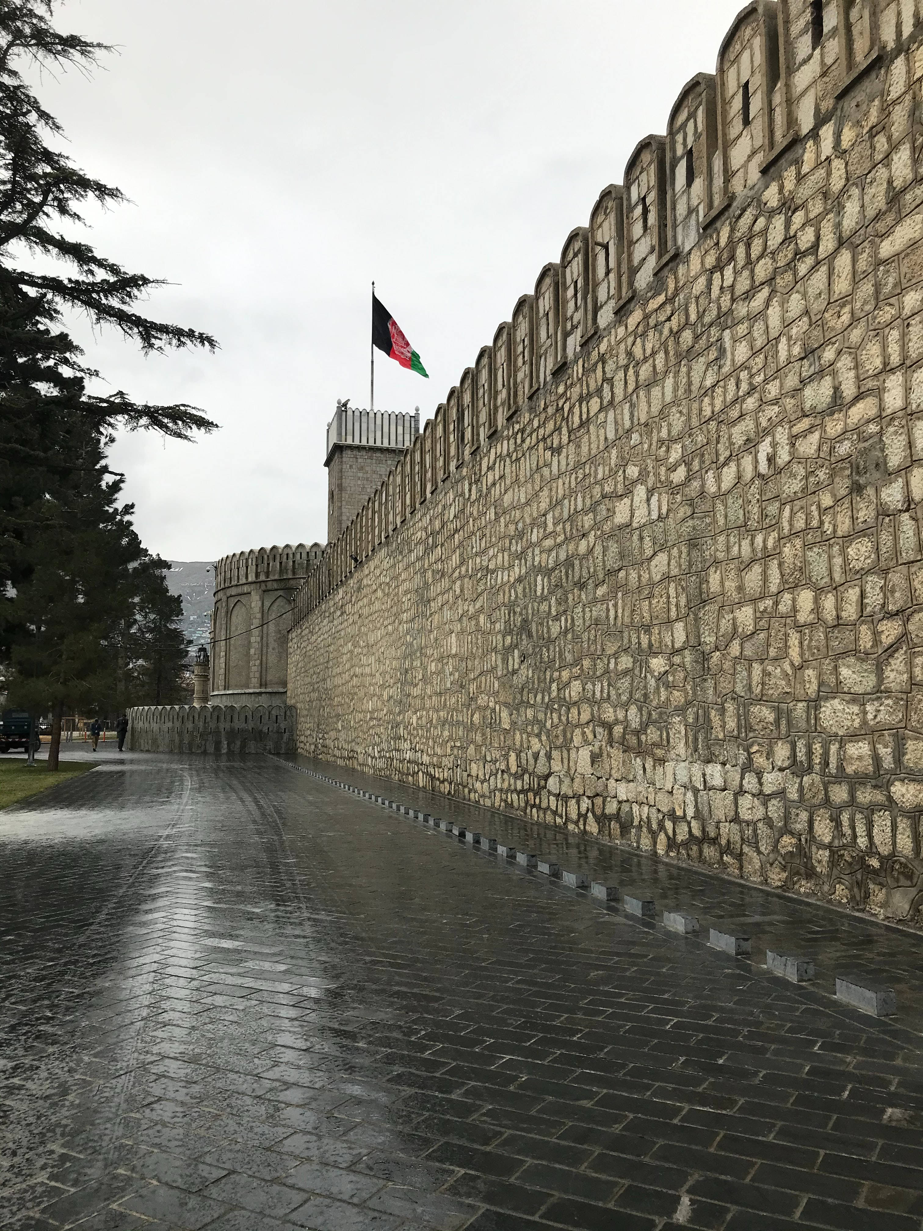 Kabul, brown brick wall, cobblestone path, 4K Phone Wallpaper