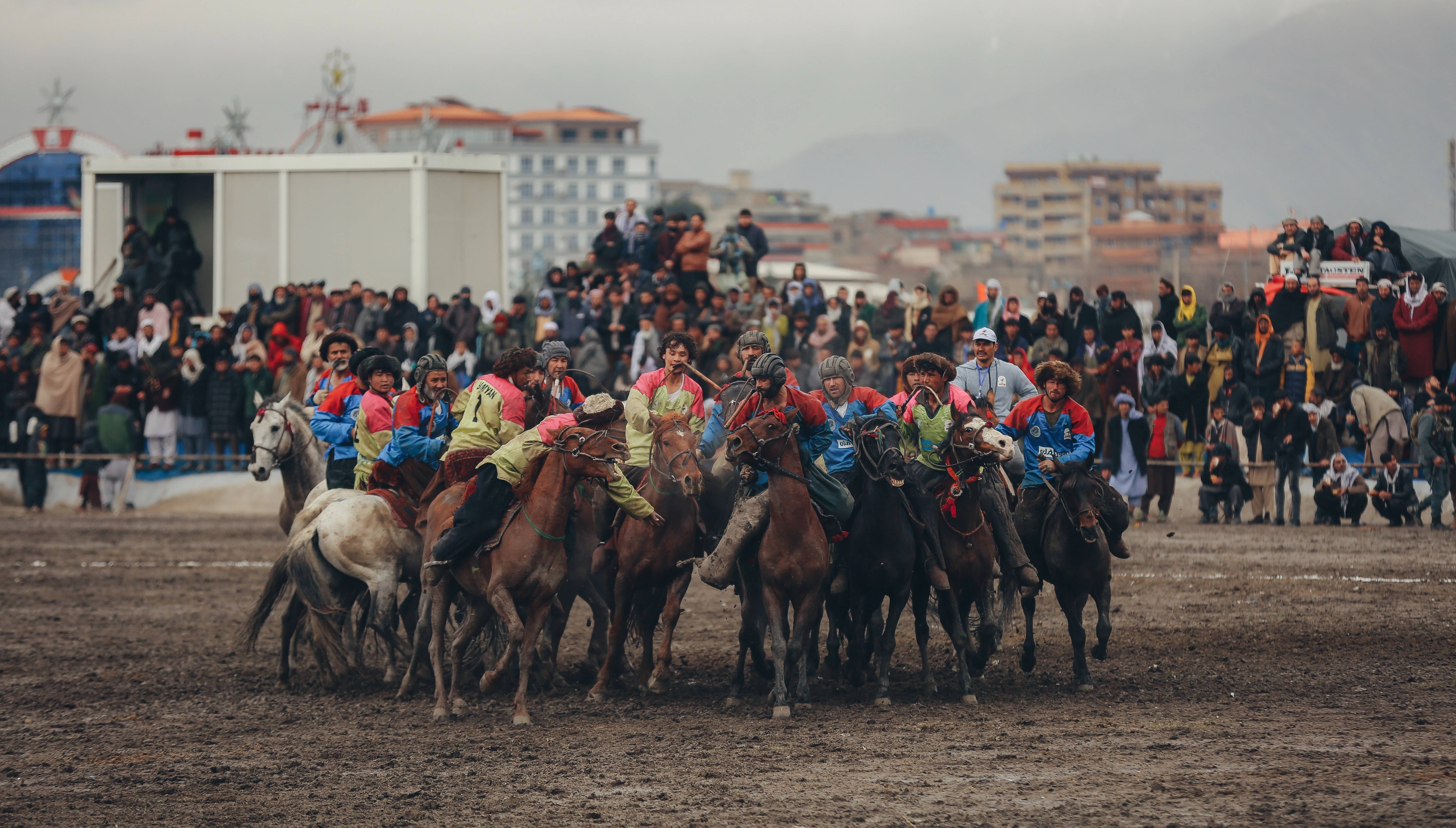 buzkashi, kabul, colorful jackets, 5K Desktop Wallpaper