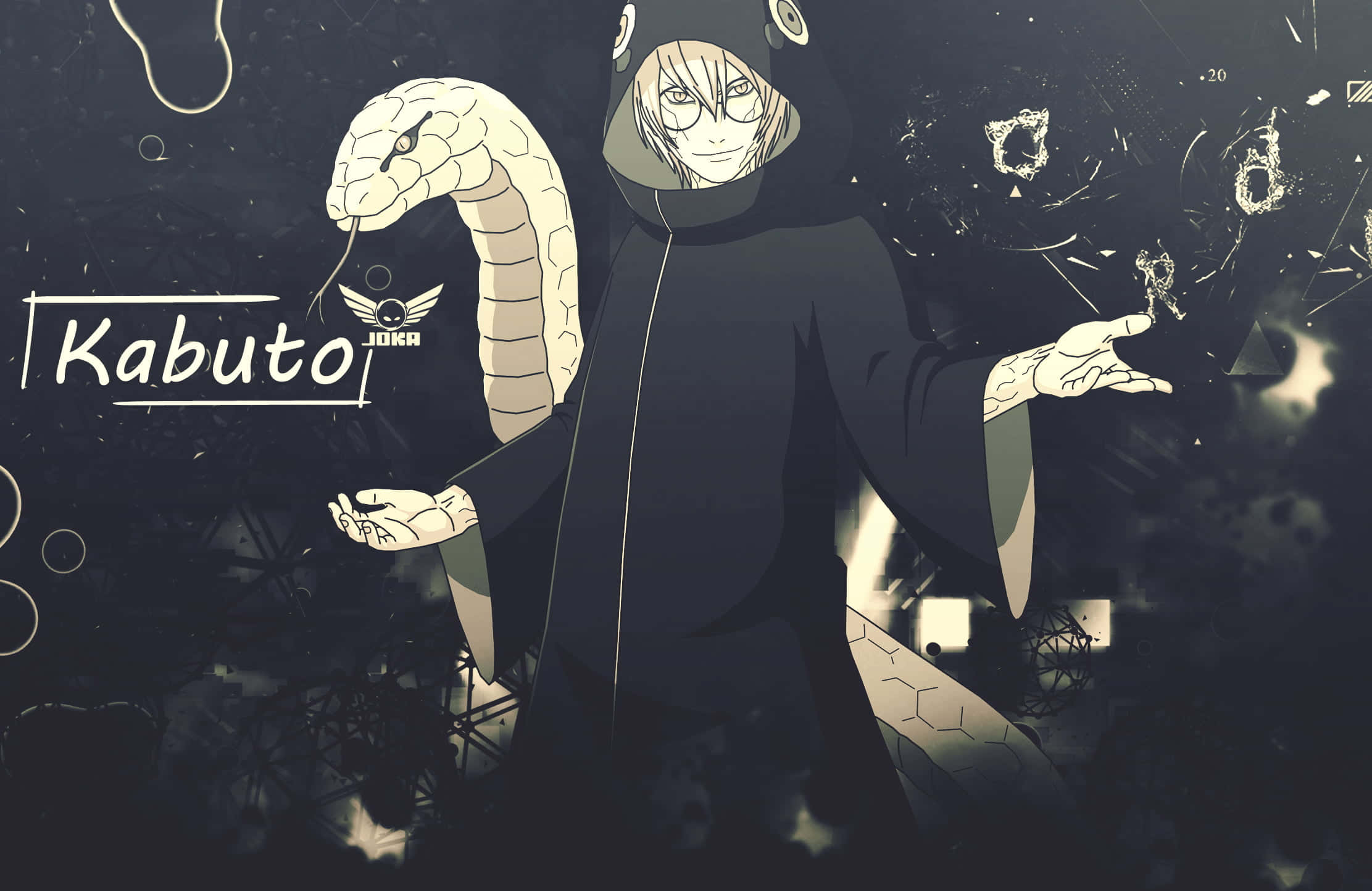 Kabuto Yakushi, dark cloak, large white snake, Full HD Desktop Wallpaper