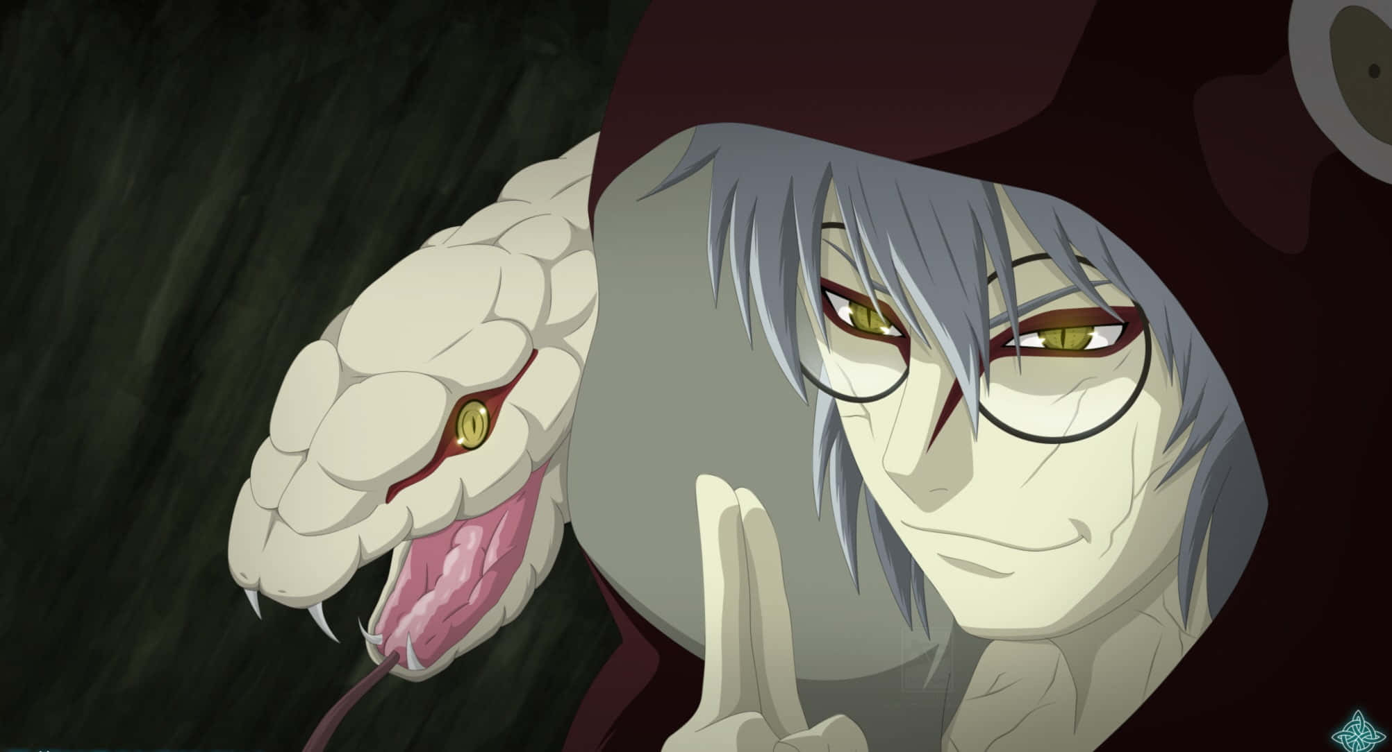 Kabuto Yakushi, silver hair, glasses, Full HD Desktop Wallpaper