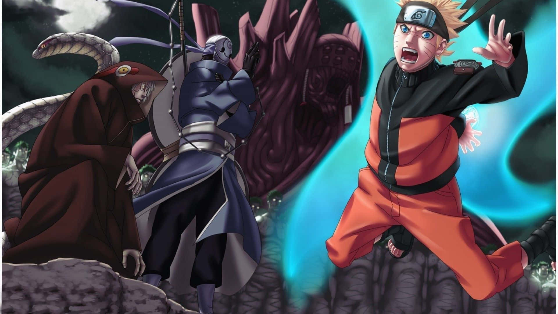 Kabuto Yakushi, orange jumpsuit, blue chakra, Full HD Desktop Wallpaper