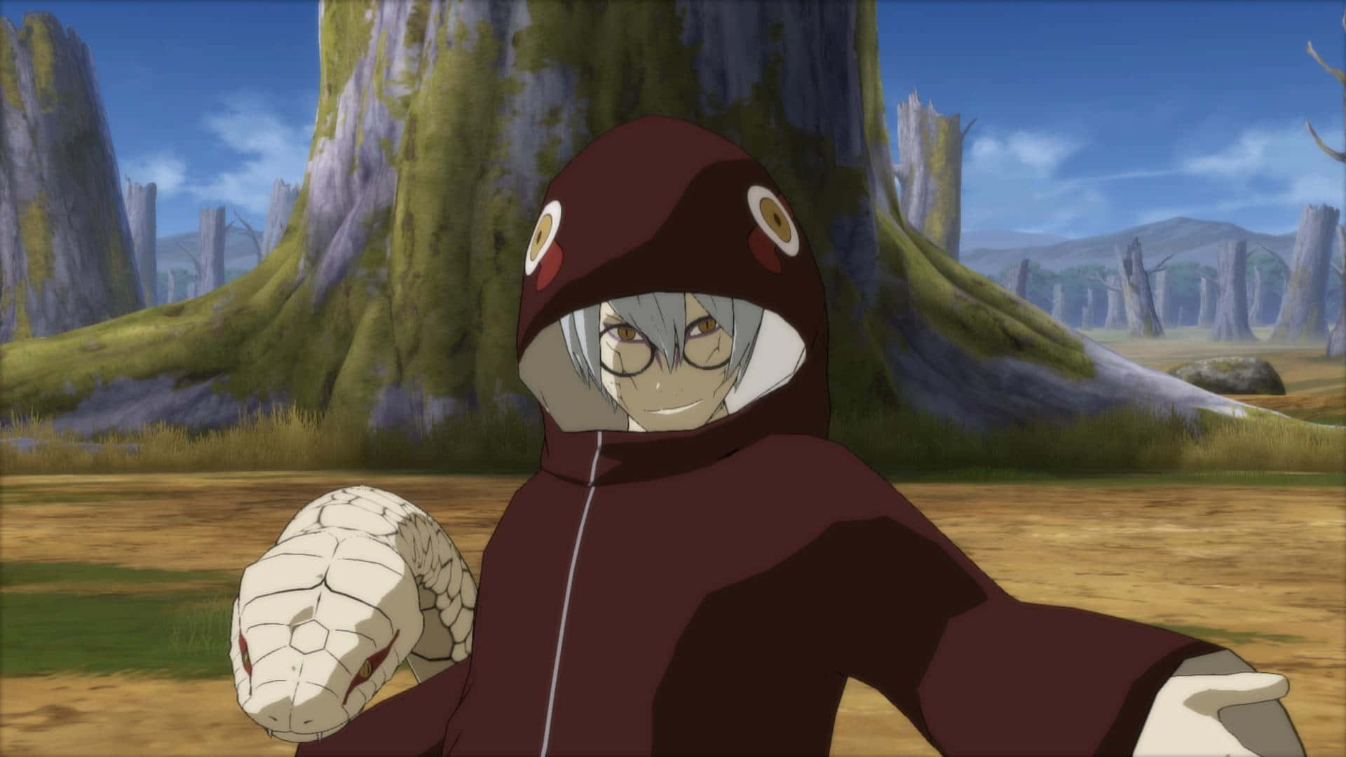 Kabuto Yakushi, maroon hooded cloak, sunlit field, Full HD Desktop Wallpaper