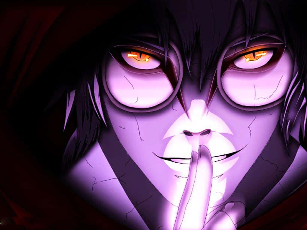 Kabuto Yakushi, glowing orange eyes, purple skin, SD Desktop Wallpaper