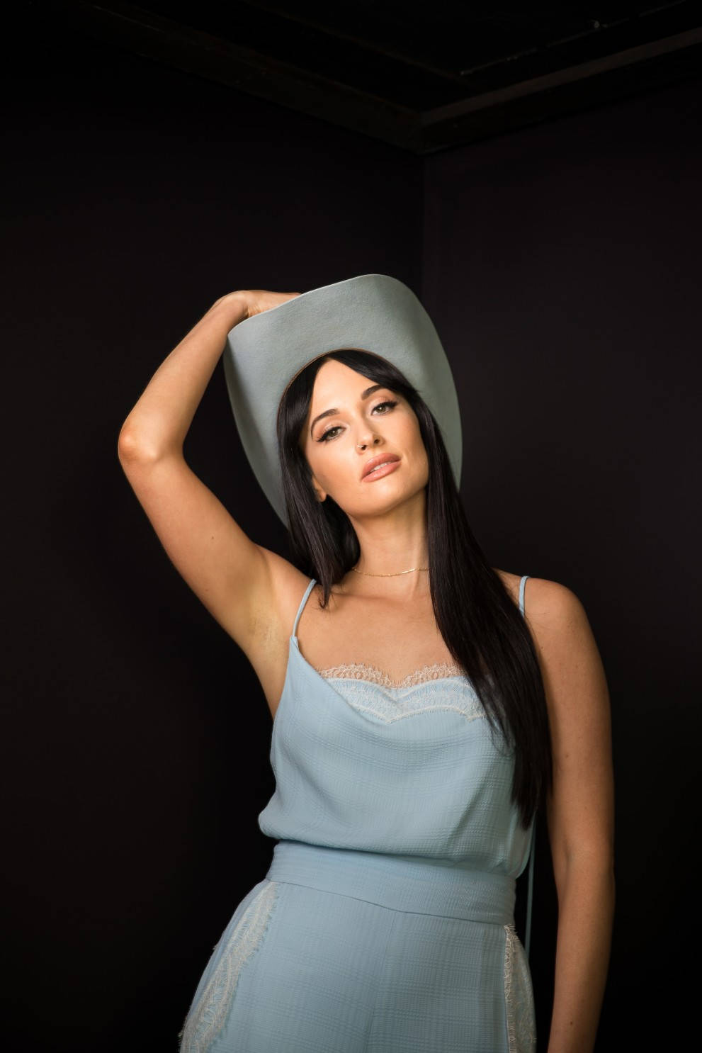 Kacey Musgraves, light blue dress, wide-brimmed hat, HD Phone Wallpaper