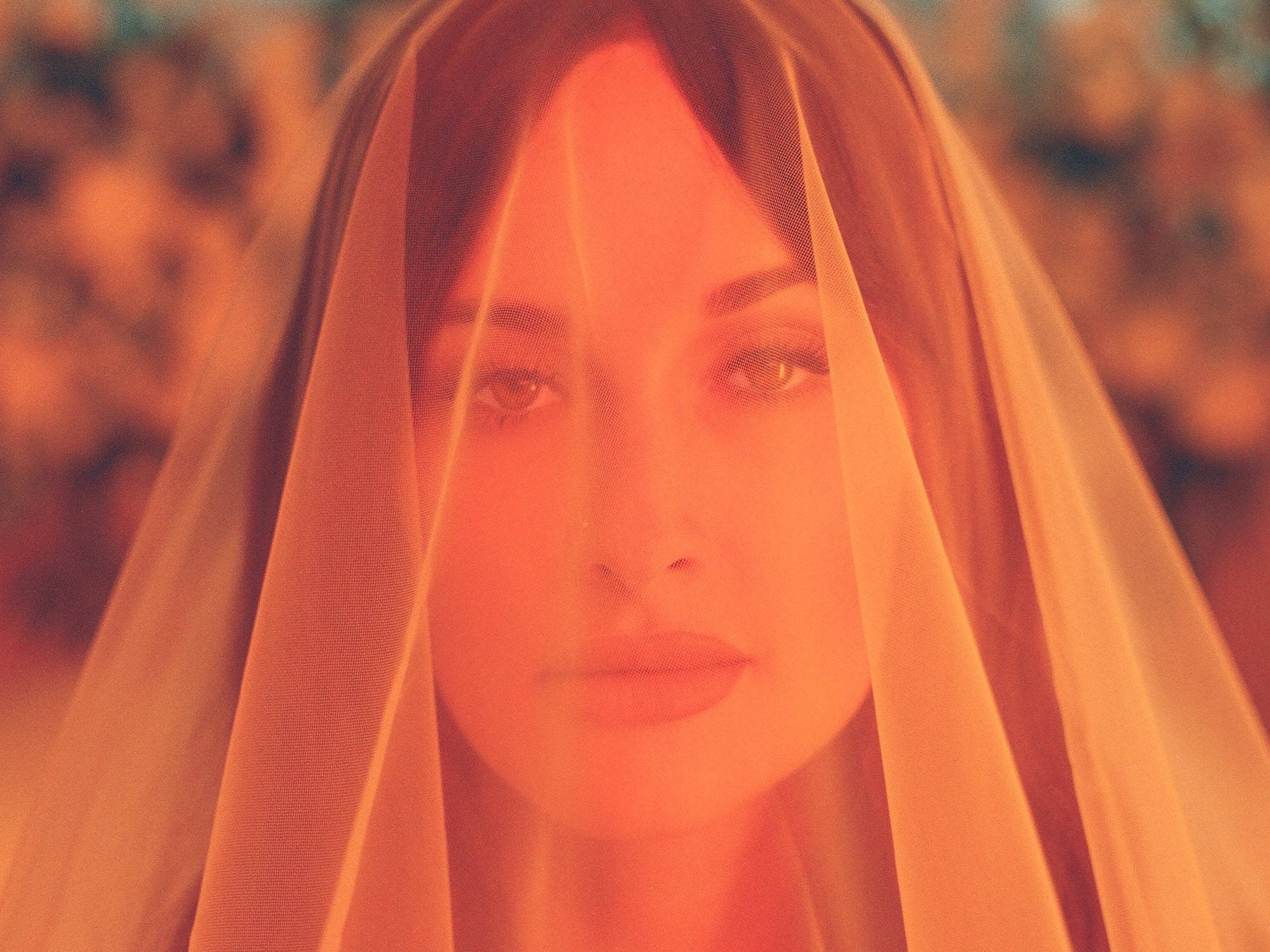 Kacey Musgraves, orange veil, warm orange light, Full HD Desktop Wallpaper