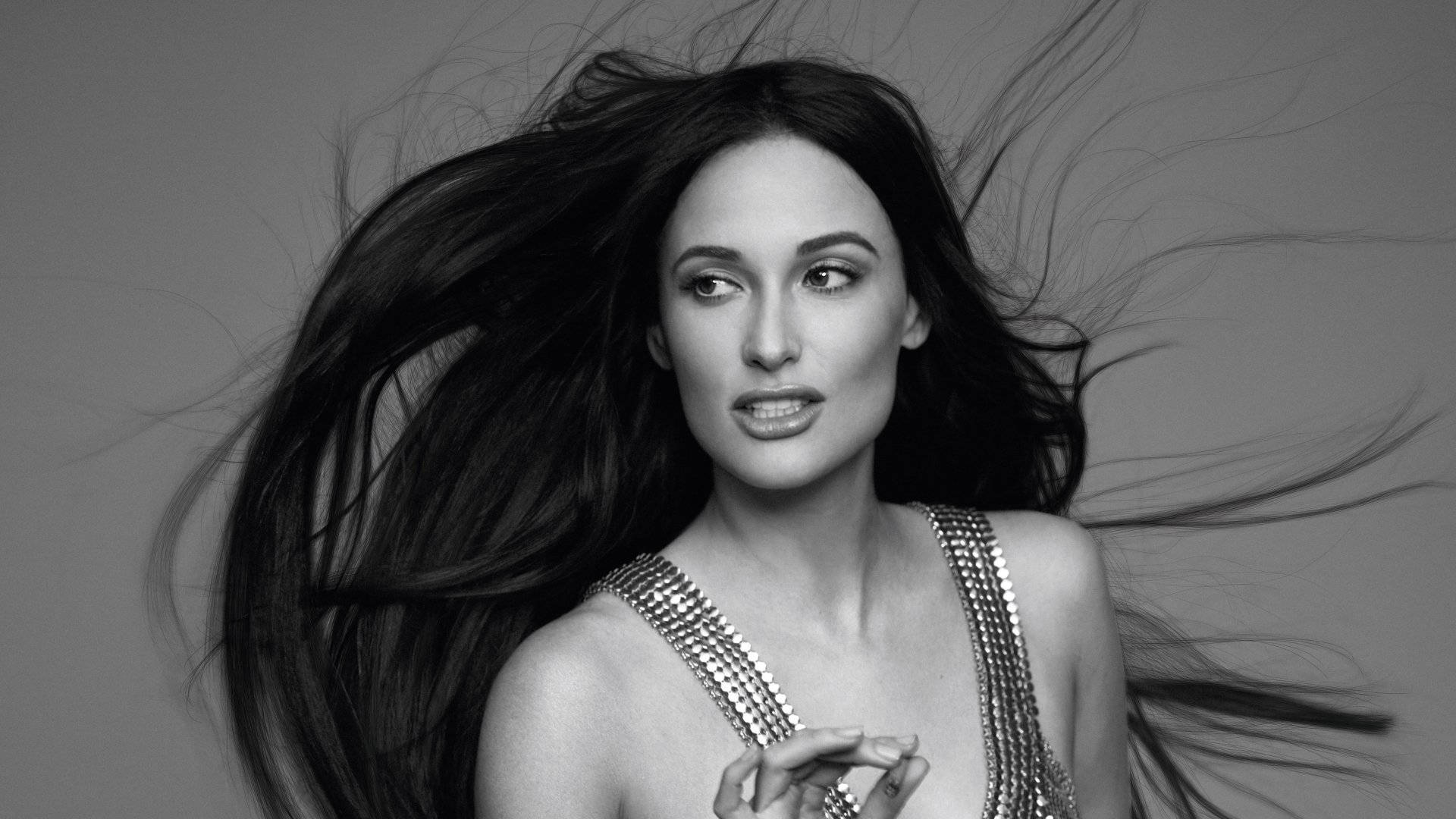 Kacey Musgraves, grayscale, black and white portrait, Full HD Desktop Wallpaper