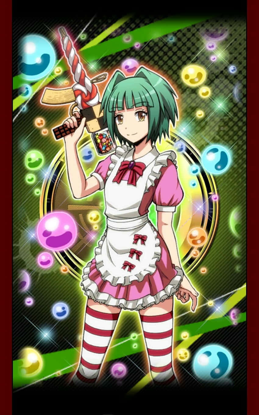 Kaede Kayano, green-haired anime girl, pink maid outfit, HD Phone Wallpaper