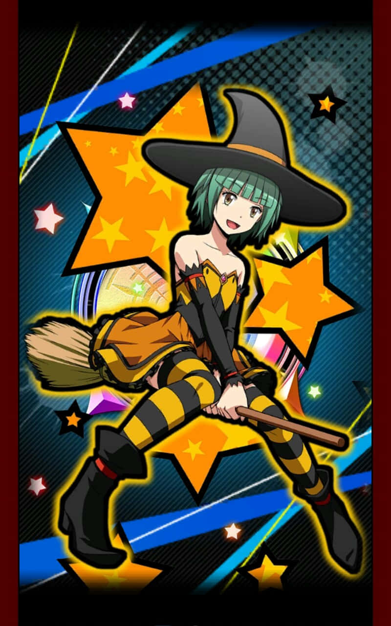 Kaede Kayano, green hair, broomstick, HD Phone Wallpaper